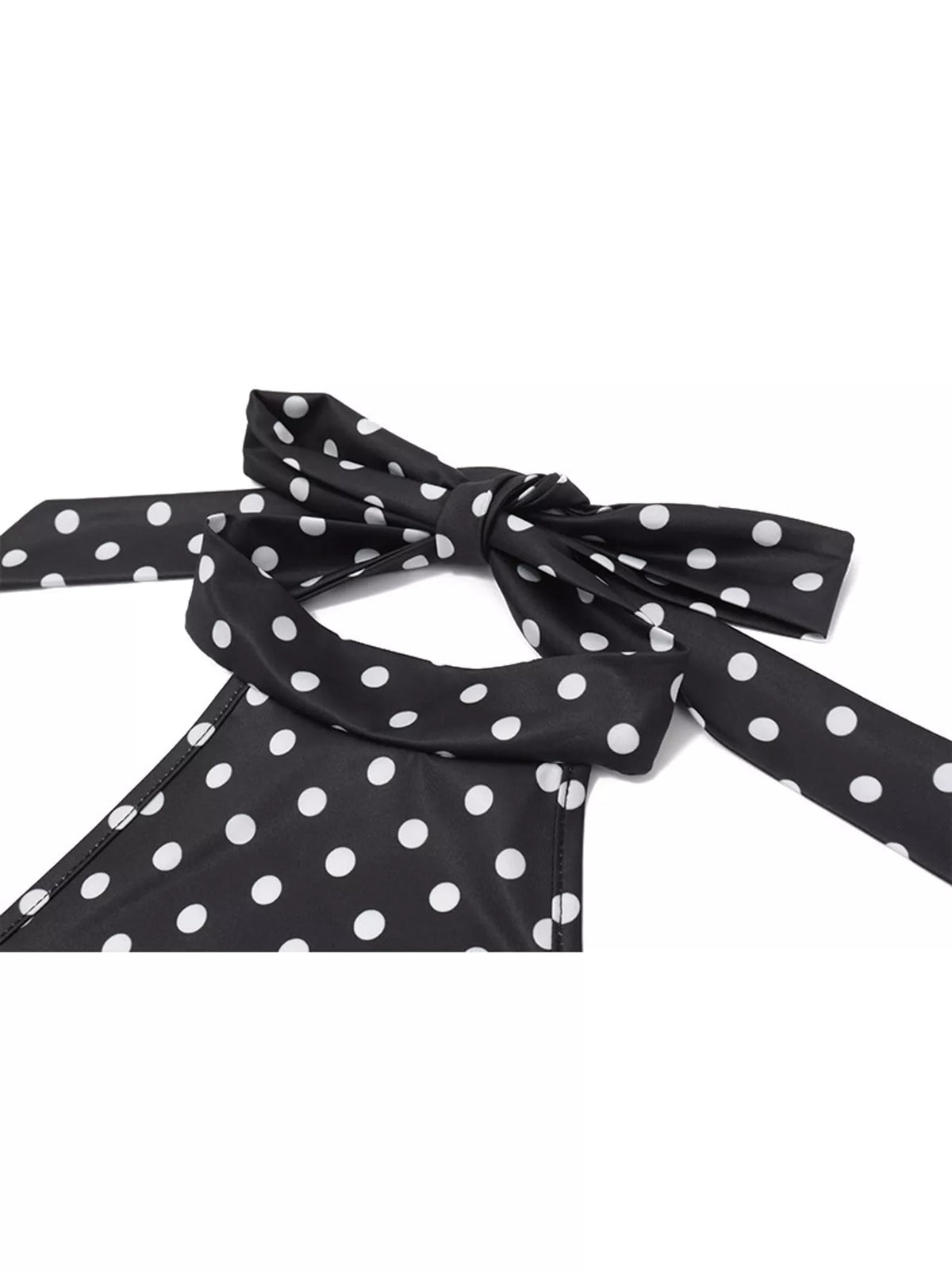 Black polka dot necktie belt with long bow