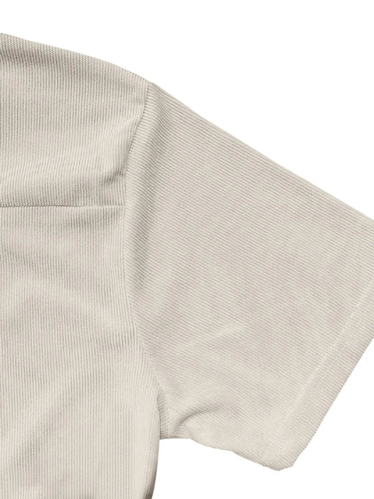 Light beige knit polo sleeve with soft ribbed cuff