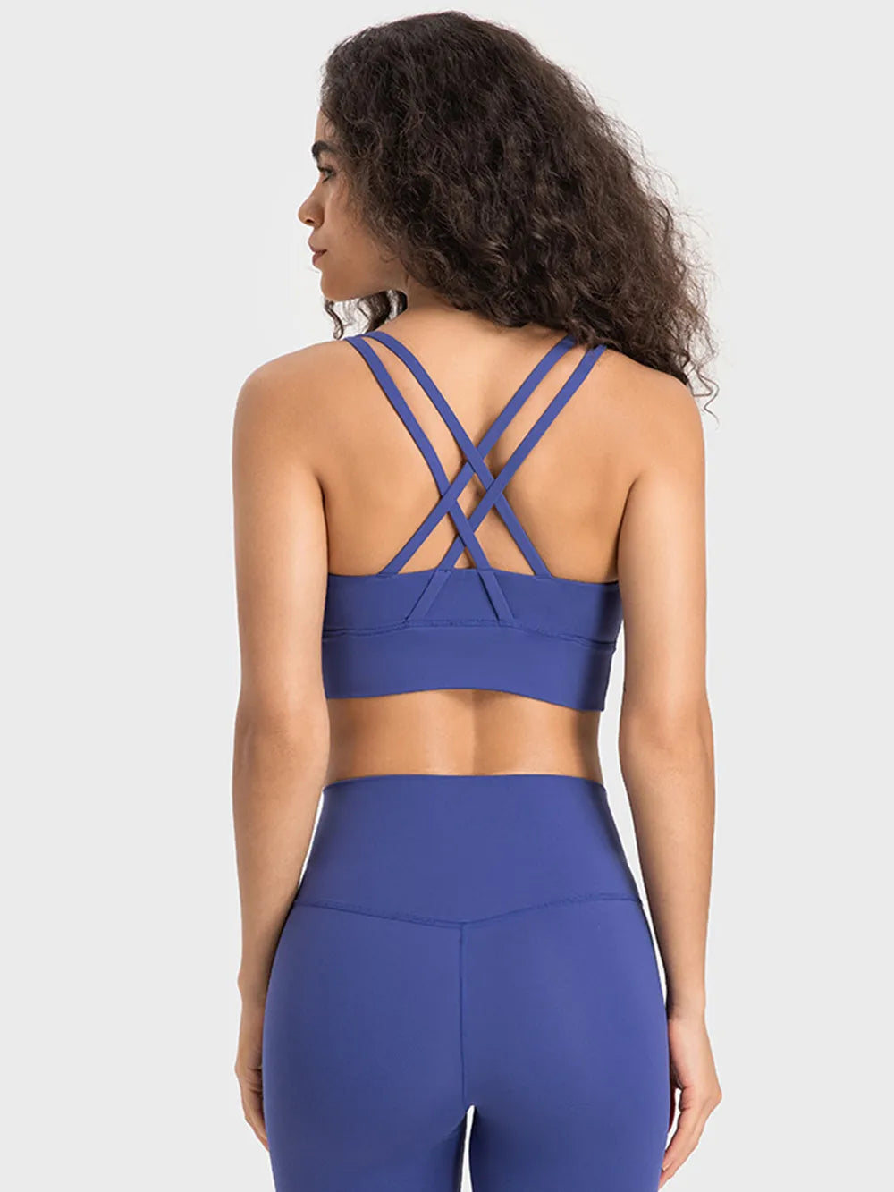 Scoop neck active tank top in royal blue with crisscross open back straps