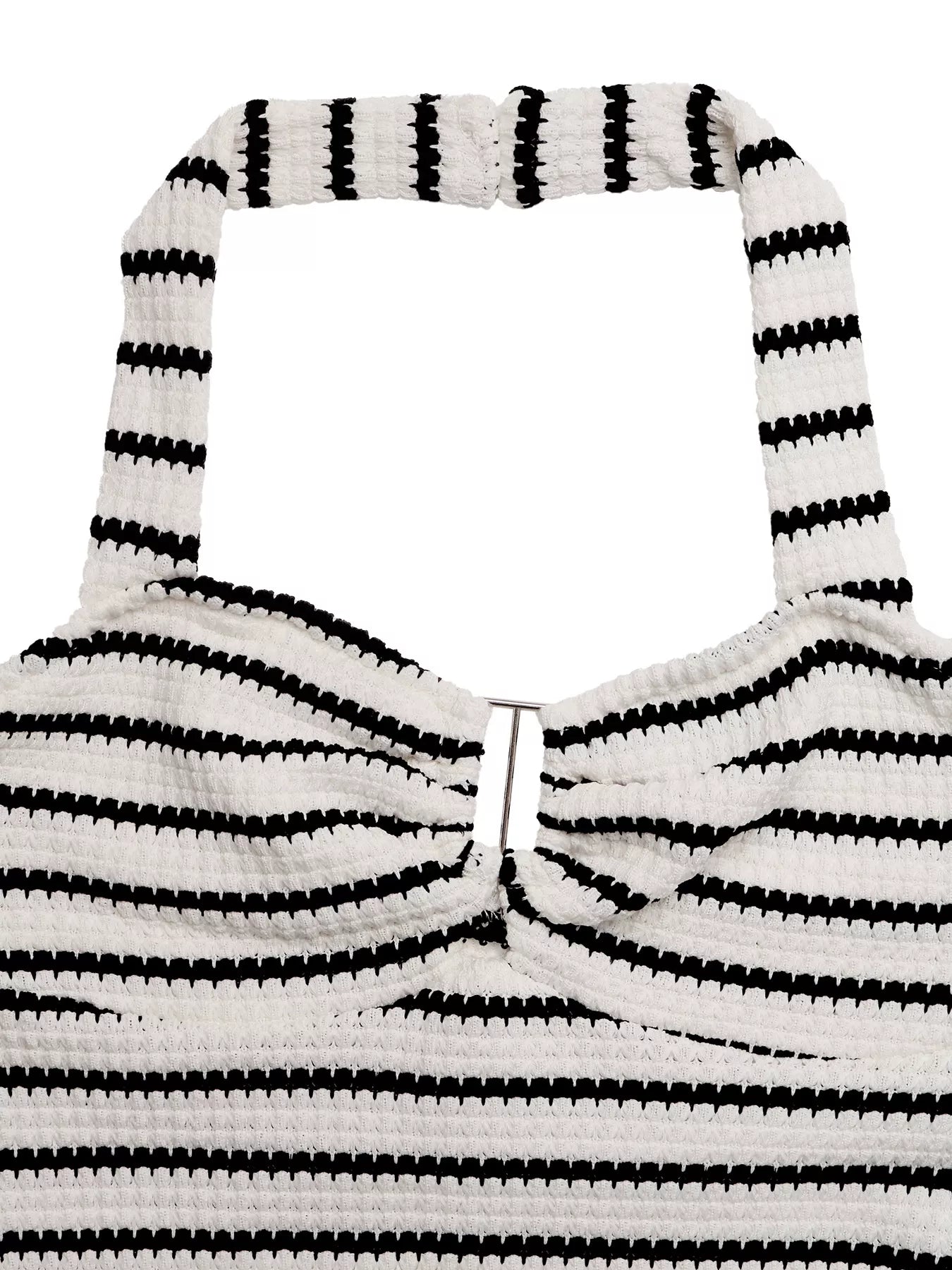 Cedar & Moore Striped knit halter-neck mini dress in white with black stripes