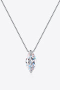Sterling silver moissanite pendant necklace with marquise center stone on chain