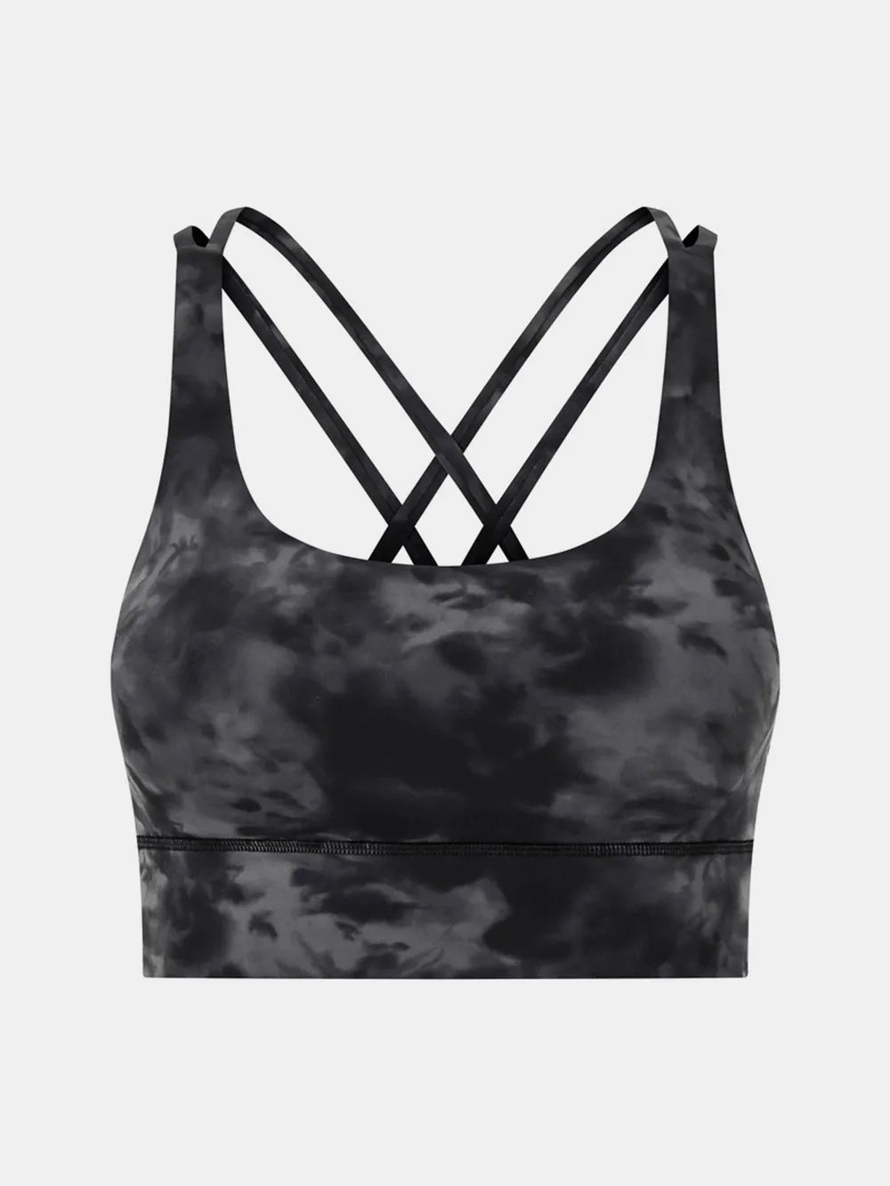 Charcoal crisscross scoop-neck active tank top with crossed back straps