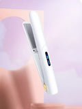 White portable rechargeable hair straightener with LED heat indicator