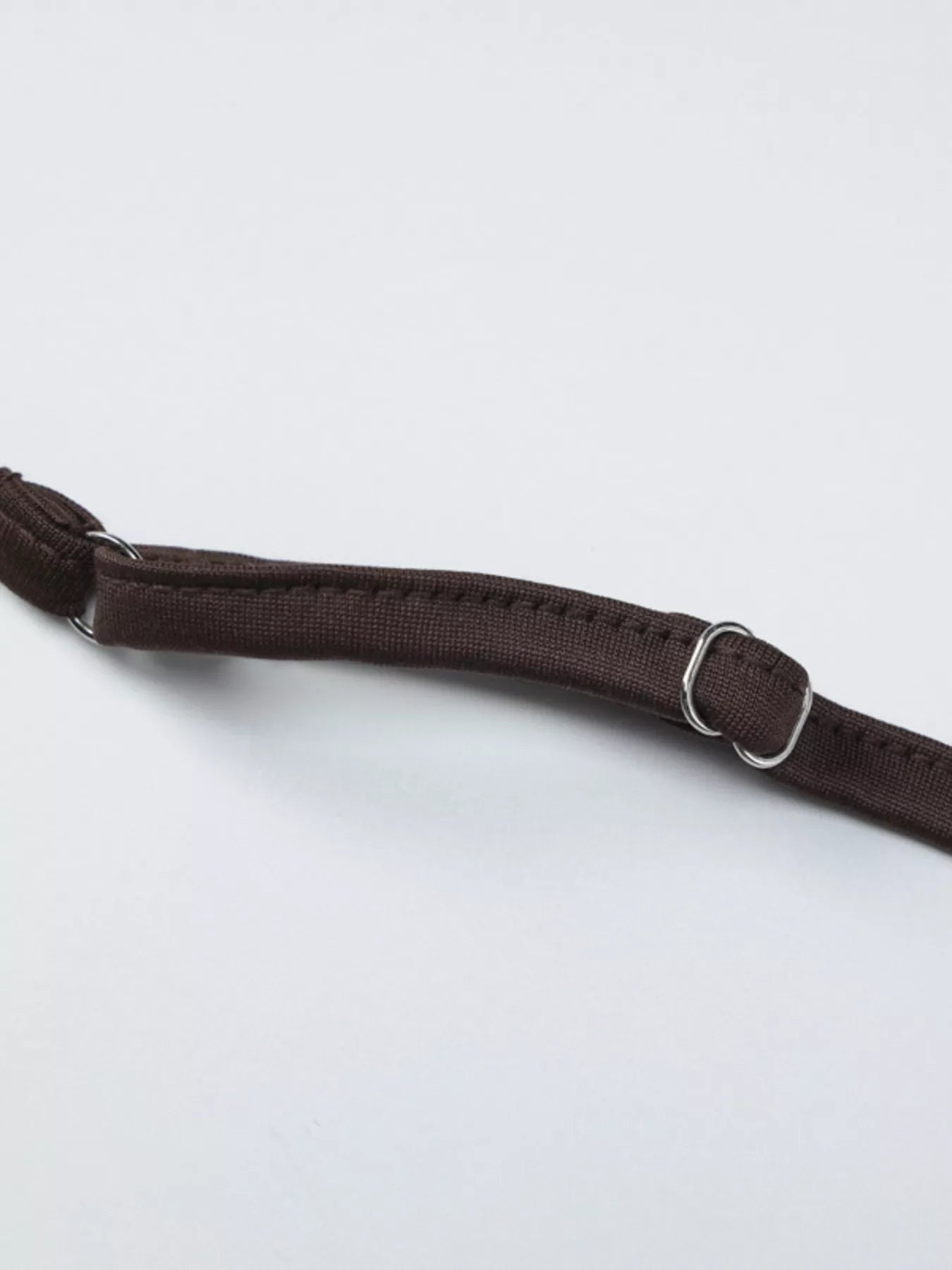 Dark brown halter strap with metal ring adjuster