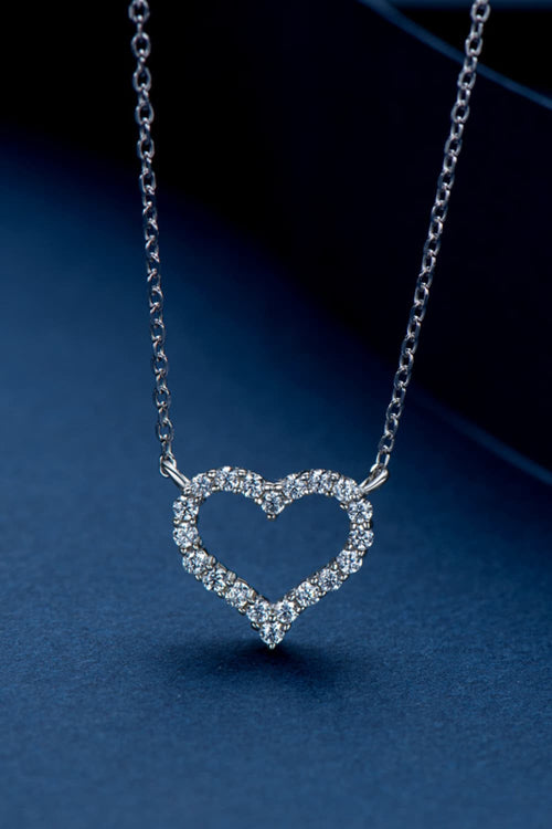 Heart-shaped pavé pendant necklace on a silver curb chain