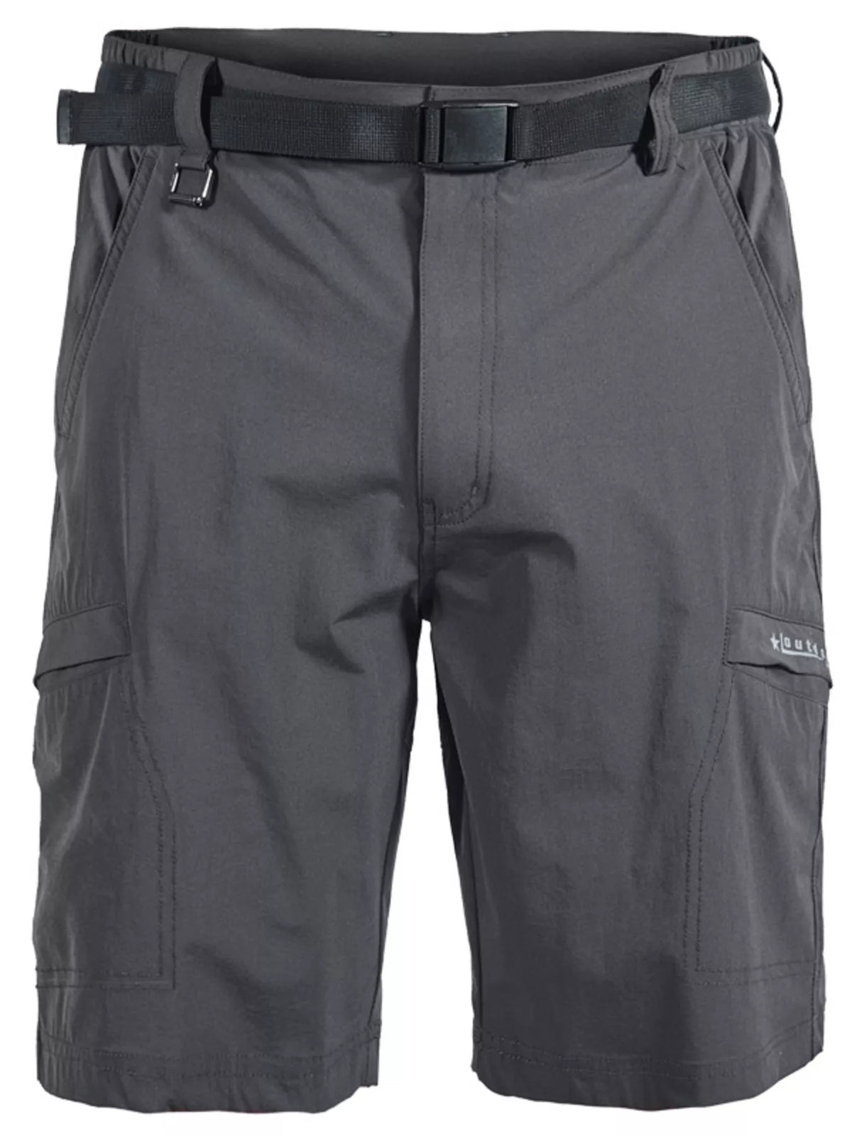 Men's quick-dry cargo shorts with belt, front pockets, dark gray