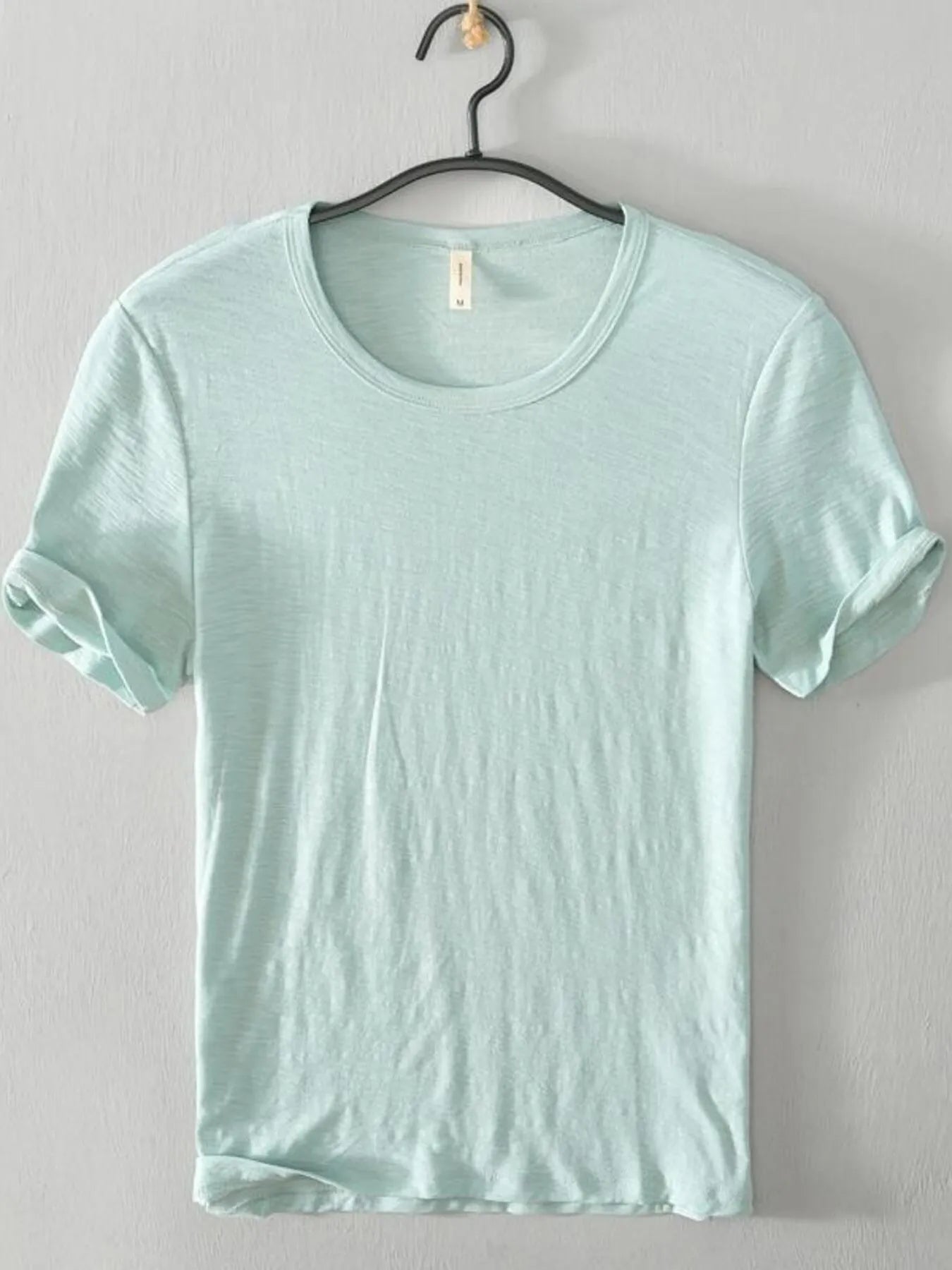 Mint green men's plus size round-neck short-sleeve T-shirt