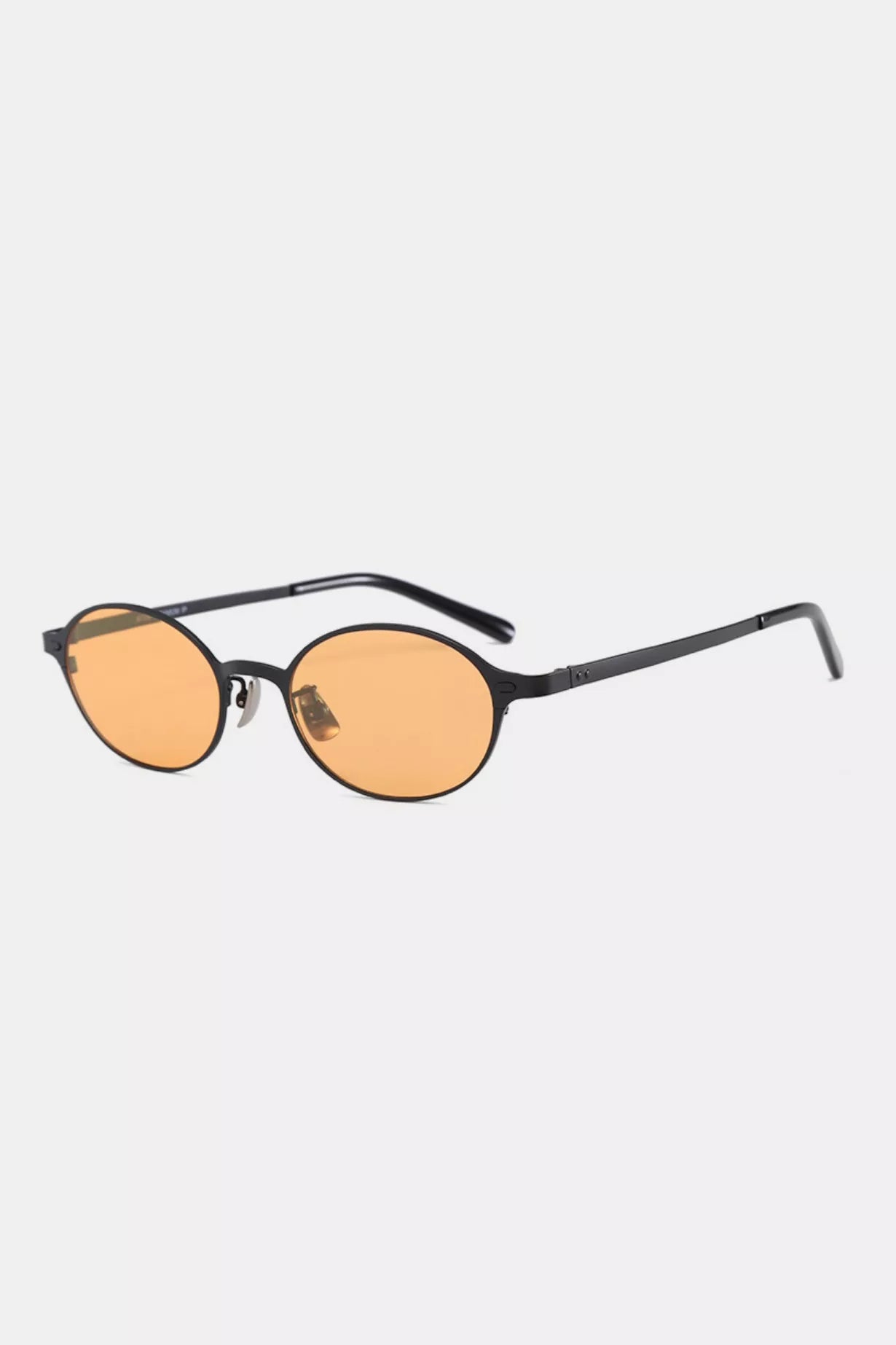 Cedar & Moore Vintage Oval Sunglasses, black frame with orange-tinted lenses