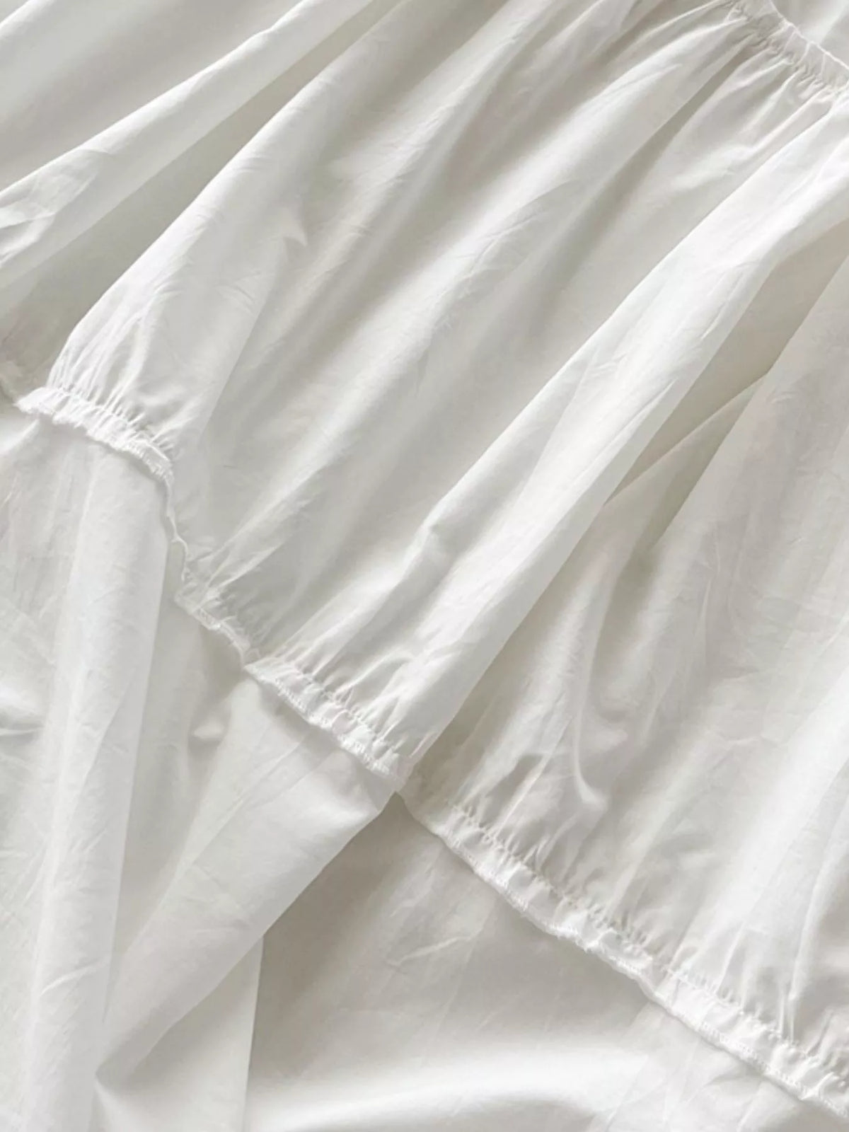 White tiered cotton maxi dress skirt with layered ruffle hem trim