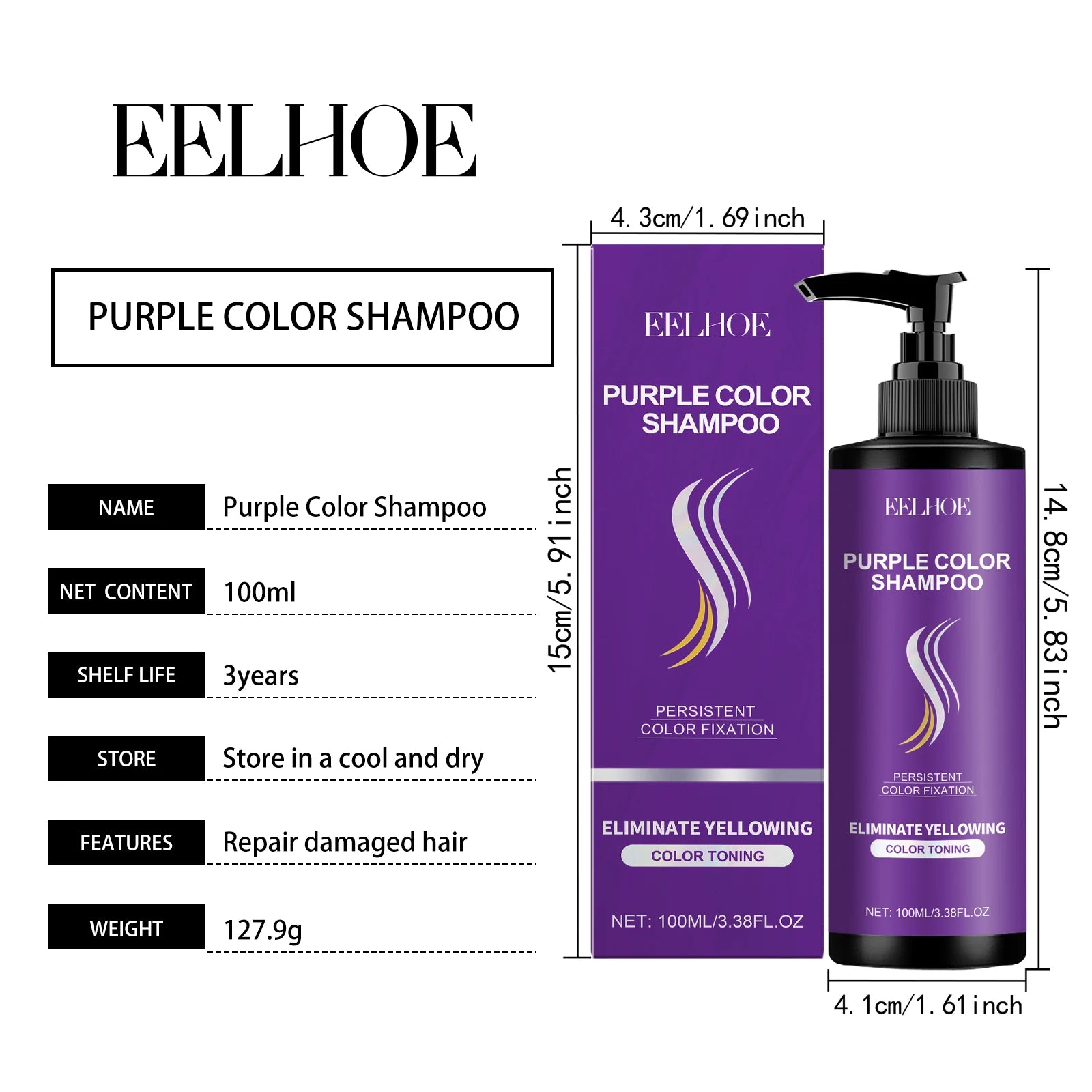 EELHOE Purple Shampoo - Color Maintenance & Toning Treatment for Blonde Hair