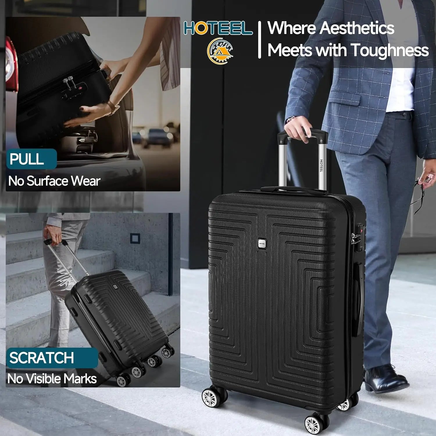 3-Piece Hard-Shell Luggage Set with TSA Lock - Check-In Suitcase, Duffle Bag & Toiletries Bag