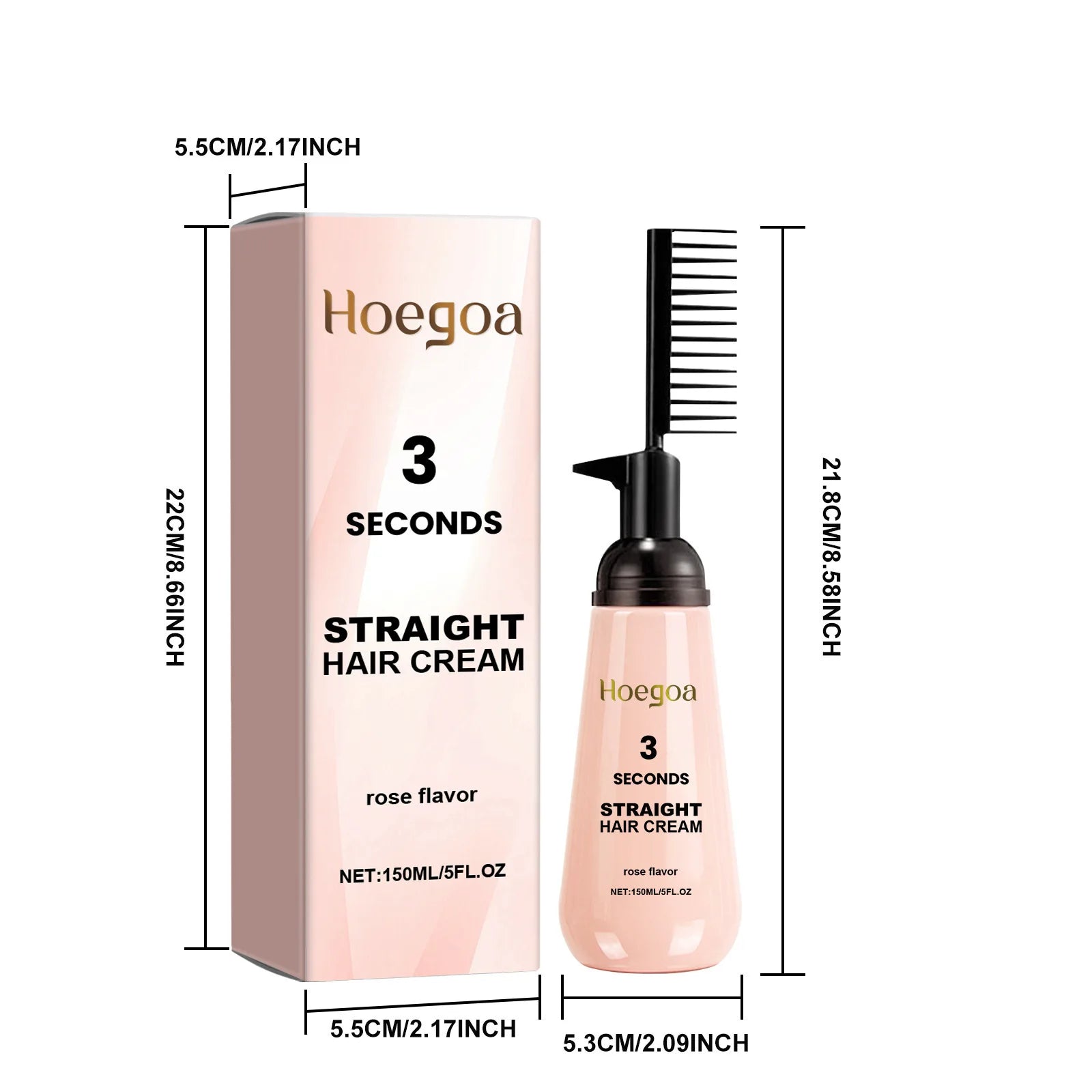 Hair straightening cream box and bottle set with comb nozzle, 150ml