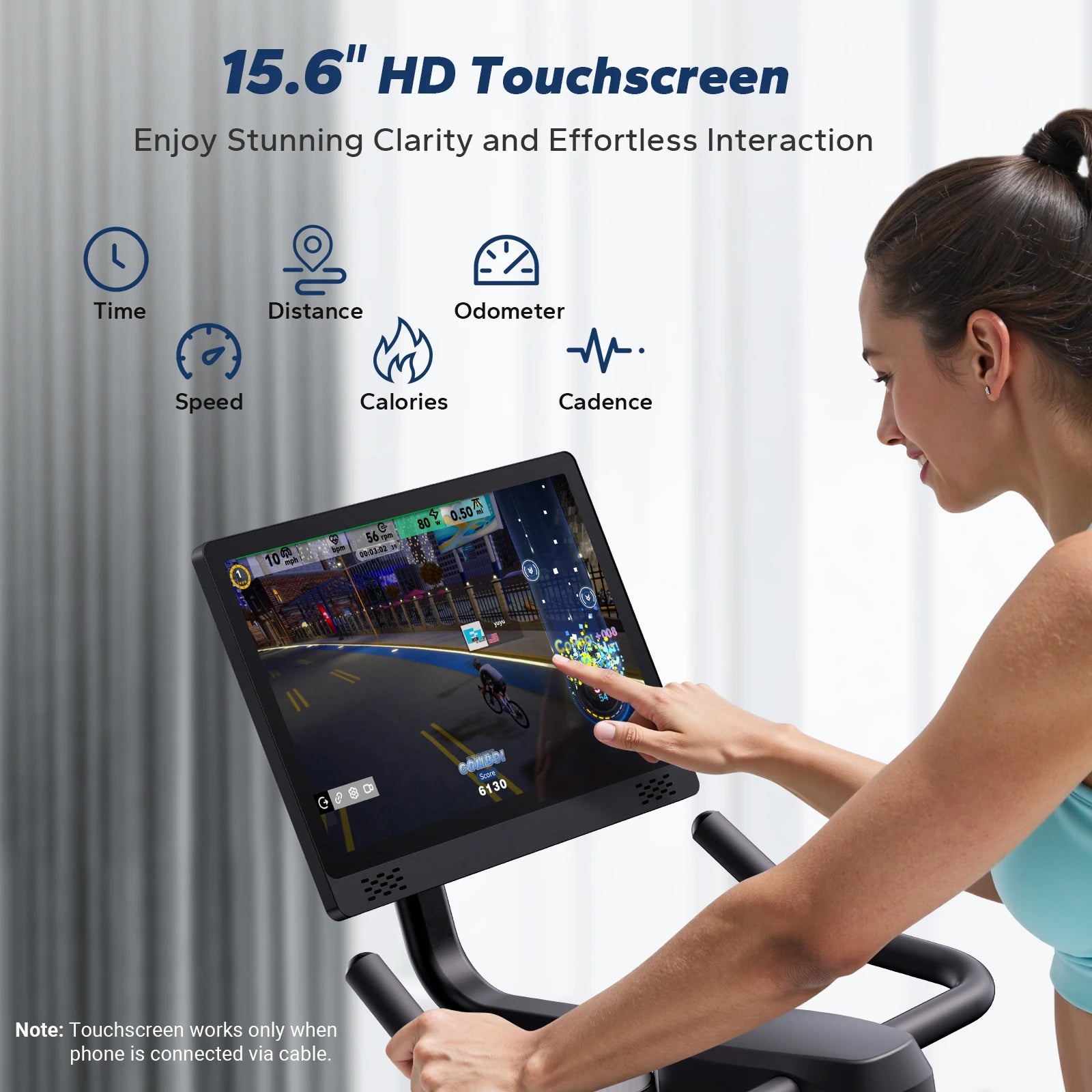 MERACH Exercise Bike with Exclusive App Ultra-Low Noise Indoor Bike 15.6 Inch HD Touchscreen