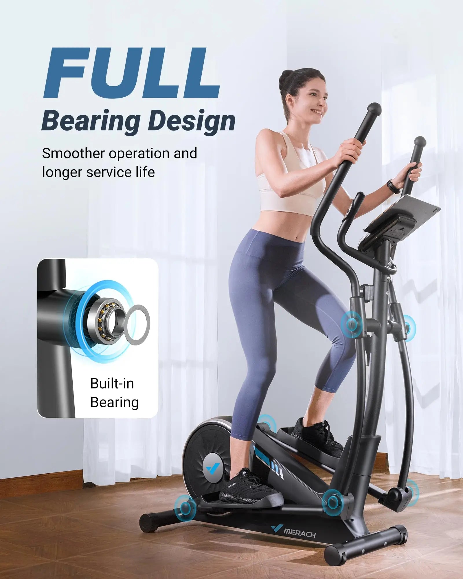 MERACH Elliptical Machine Home Hyper-Quiet Drive System 16 Levels Adjustable Resistance