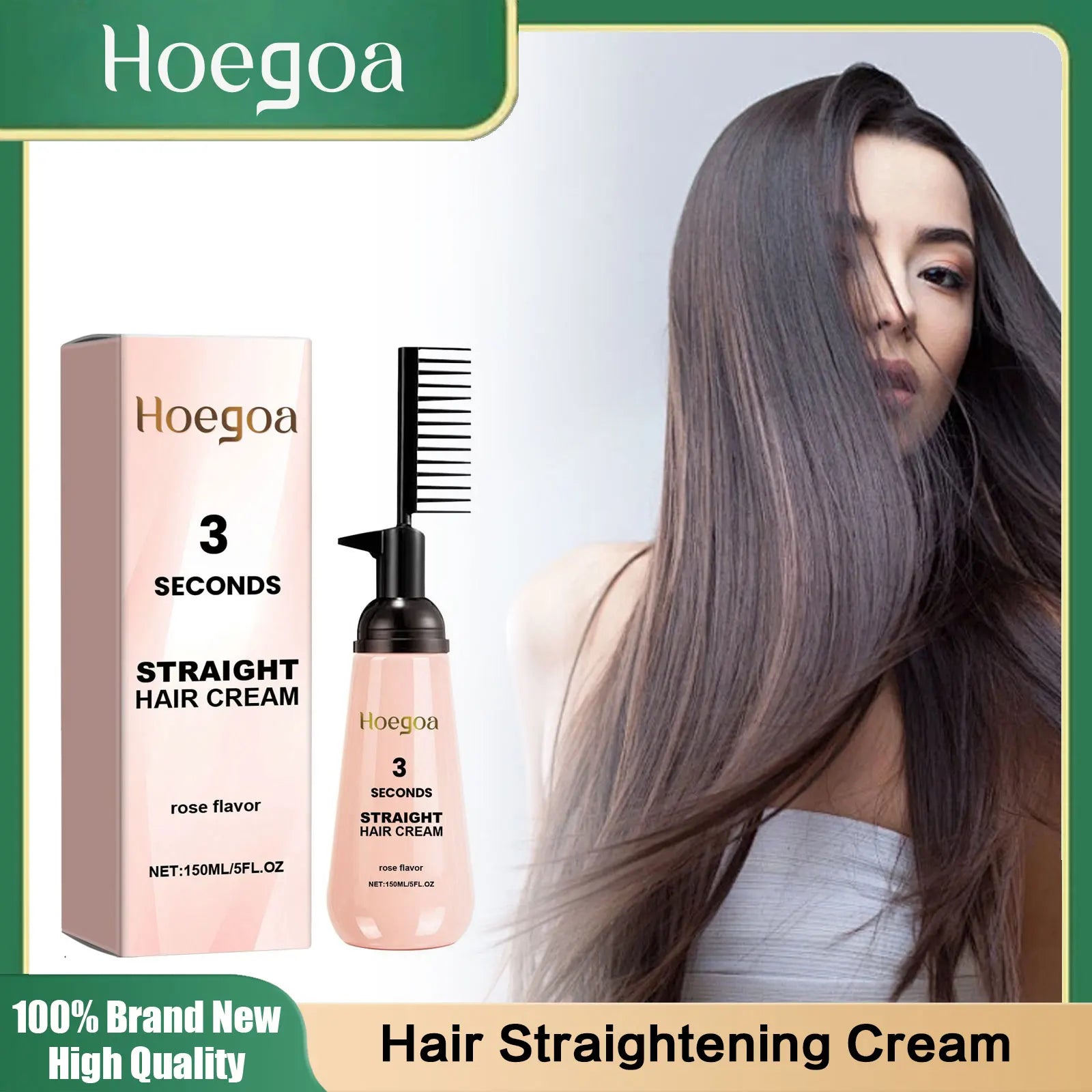 Straightening hair cream box and bottle with comb applicator, 150ml size