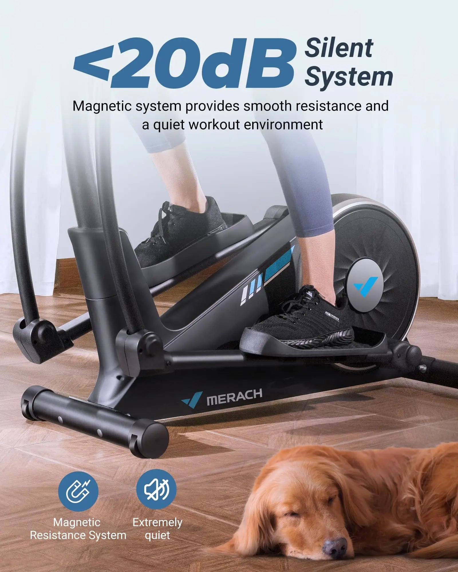 MERACH Elliptical Machine Home Hyper-Quiet Drive System 16 Levels Adjustable Resistance