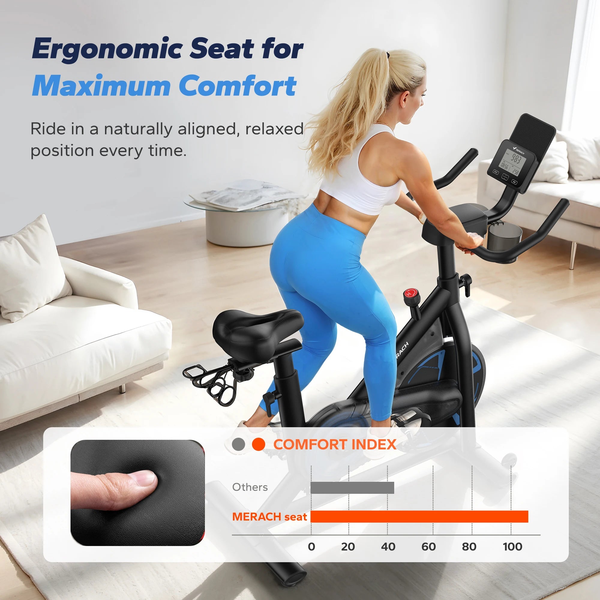 MERACH Exercise Bike S36 for Home Indoor Cycling with Self-developed APP 330lbs Capacity