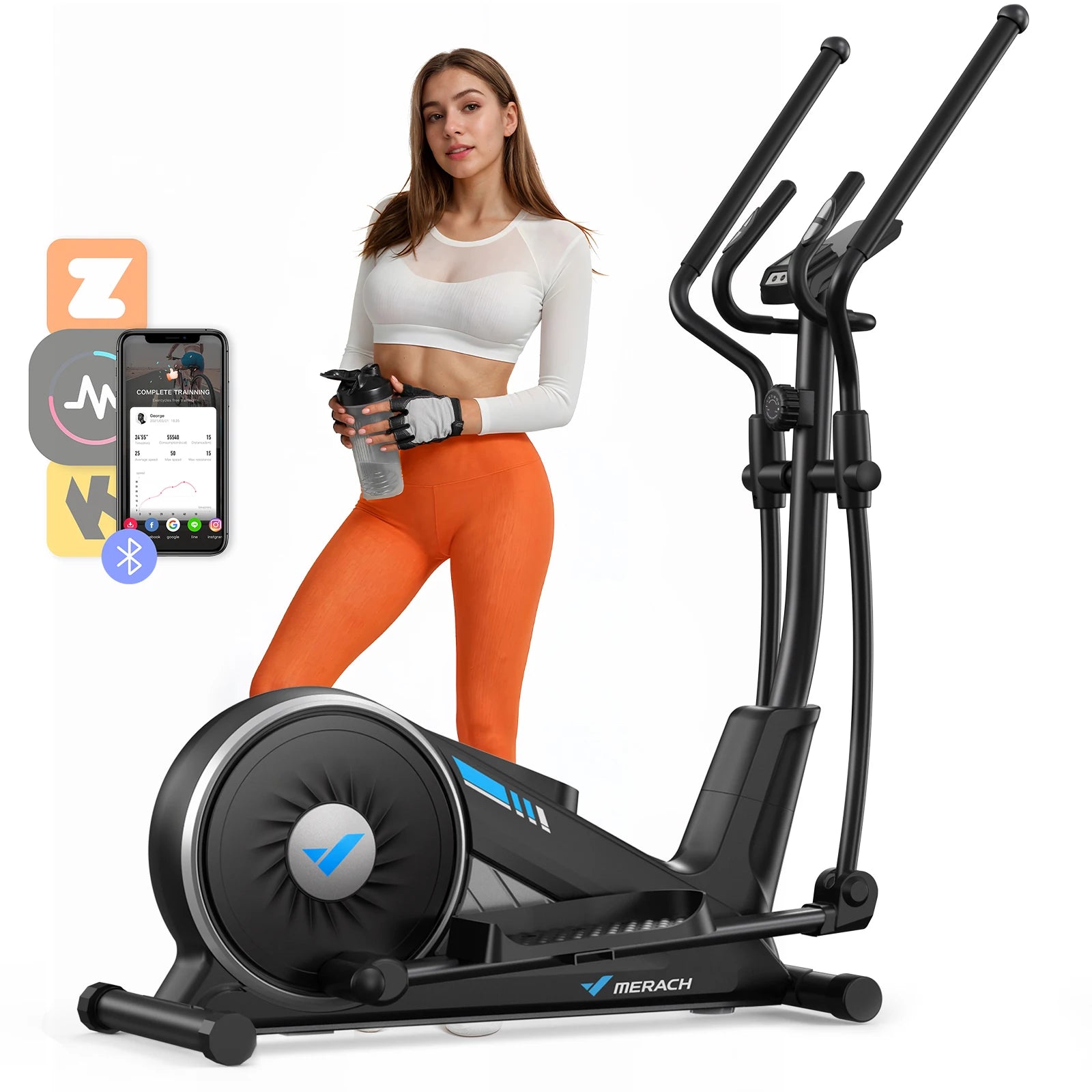 MERACH Elliptical Machine Home Hyper-Quiet Drive System 16 Levels Adjustable Resistance