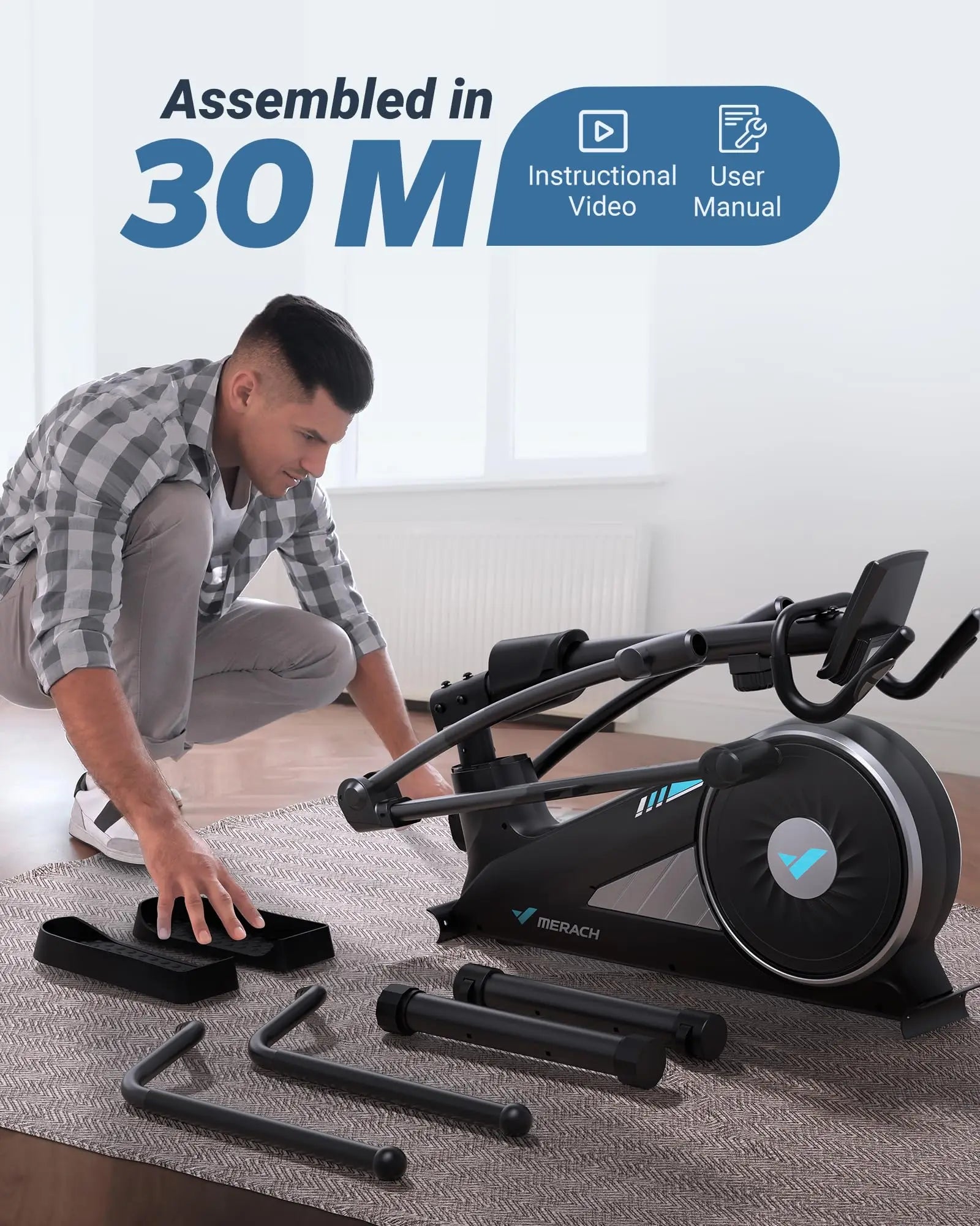 MERACH Elliptical Machine Home Hyper-Quiet Drive System 16 Levels Adjustable Resistance