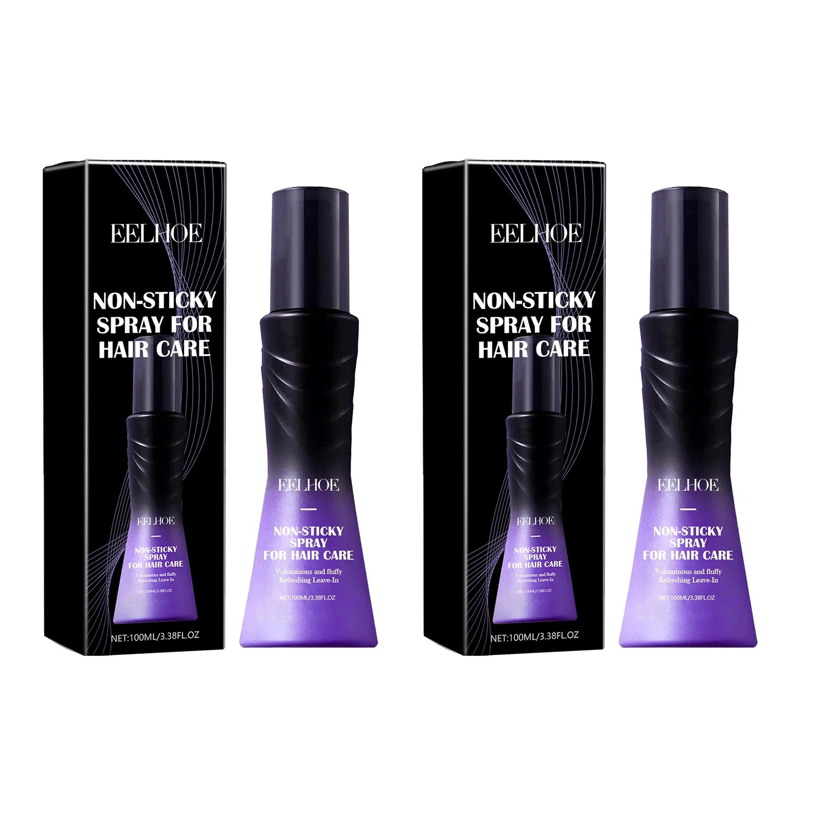 EELHOE Anti-Frizz hair spray, non-sticky hair care spray, 2-pack with purple gradient bottles