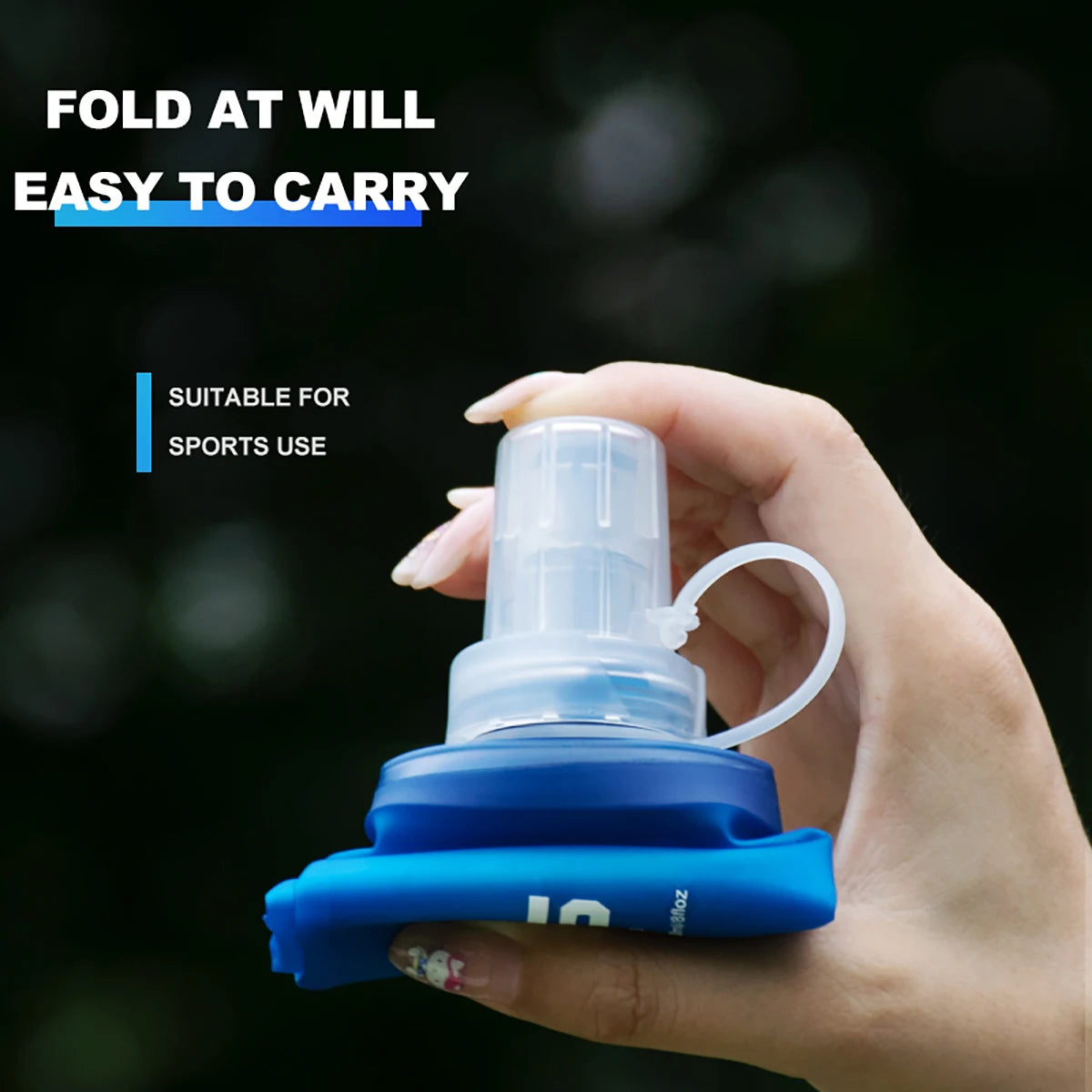 Collapsible TPU Water Bottle - BPA-Free Folding Soft Flask for Running & Hiking