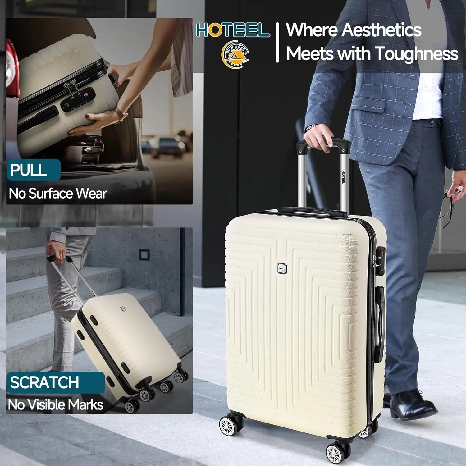 3-Piece Hard-Shell Luggage Set with TSA Lock - Check-In Suitcase, Duffle Bag & Toiletries Bag