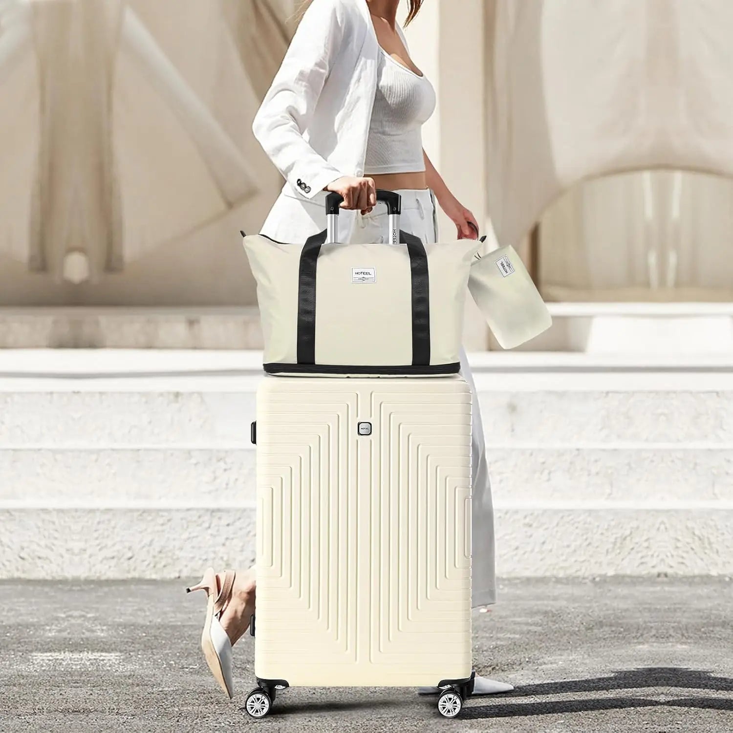 3-Piece Hard-Shell Luggage Set with TSA Lock - Check-In Suitcase, Duffle Bag & Toiletries Bag