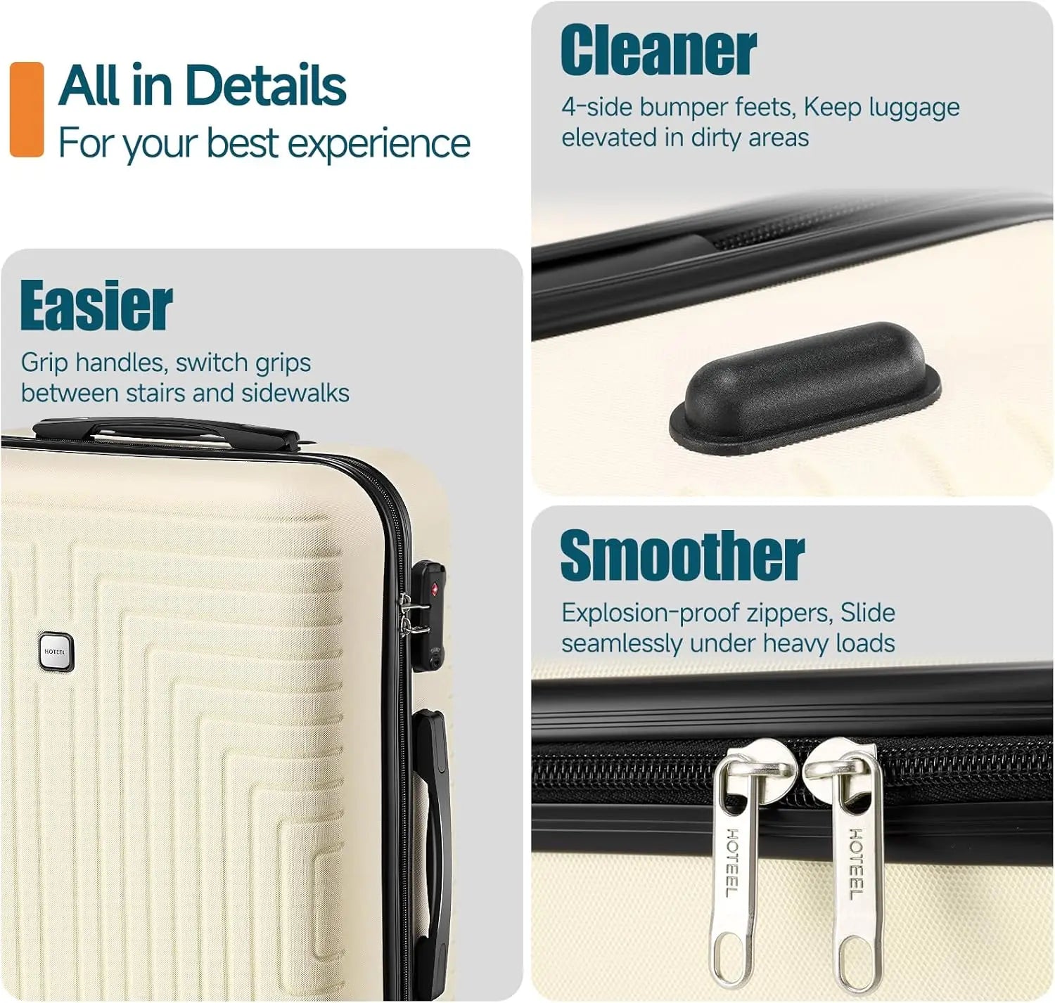 3-Piece Hard-Shell Luggage Set with TSA Lock - Check-In Suitcase, Duffle Bag & Toiletries Bag