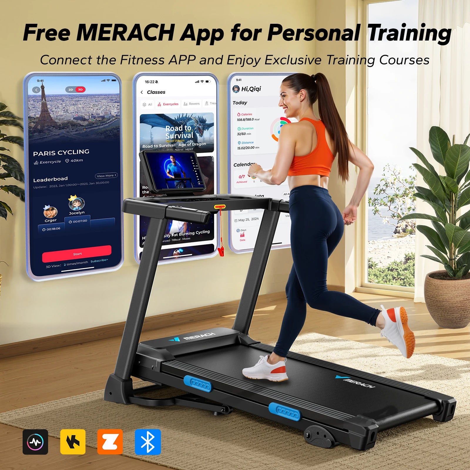 Foldable dark treadmill with console screen and side control rails