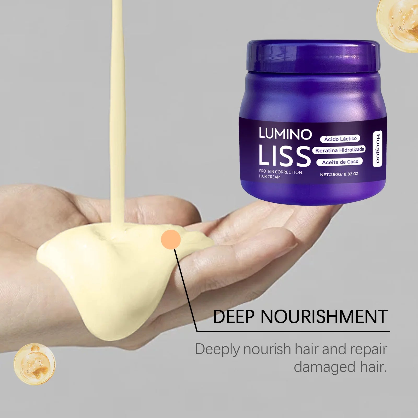 Keratin Protein Straightening Cream by Cedar & Moore in a purple jar for salon-quality anti-frizz hair treatment