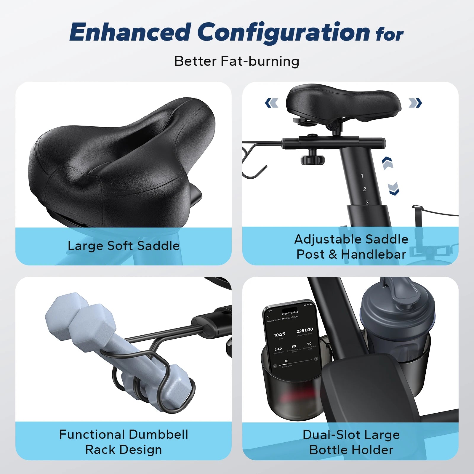 MERACH Exercise Bike with Exclusive App Ultra-Low Noise Indoor Bike 15.6 Inch HD Touchscreen