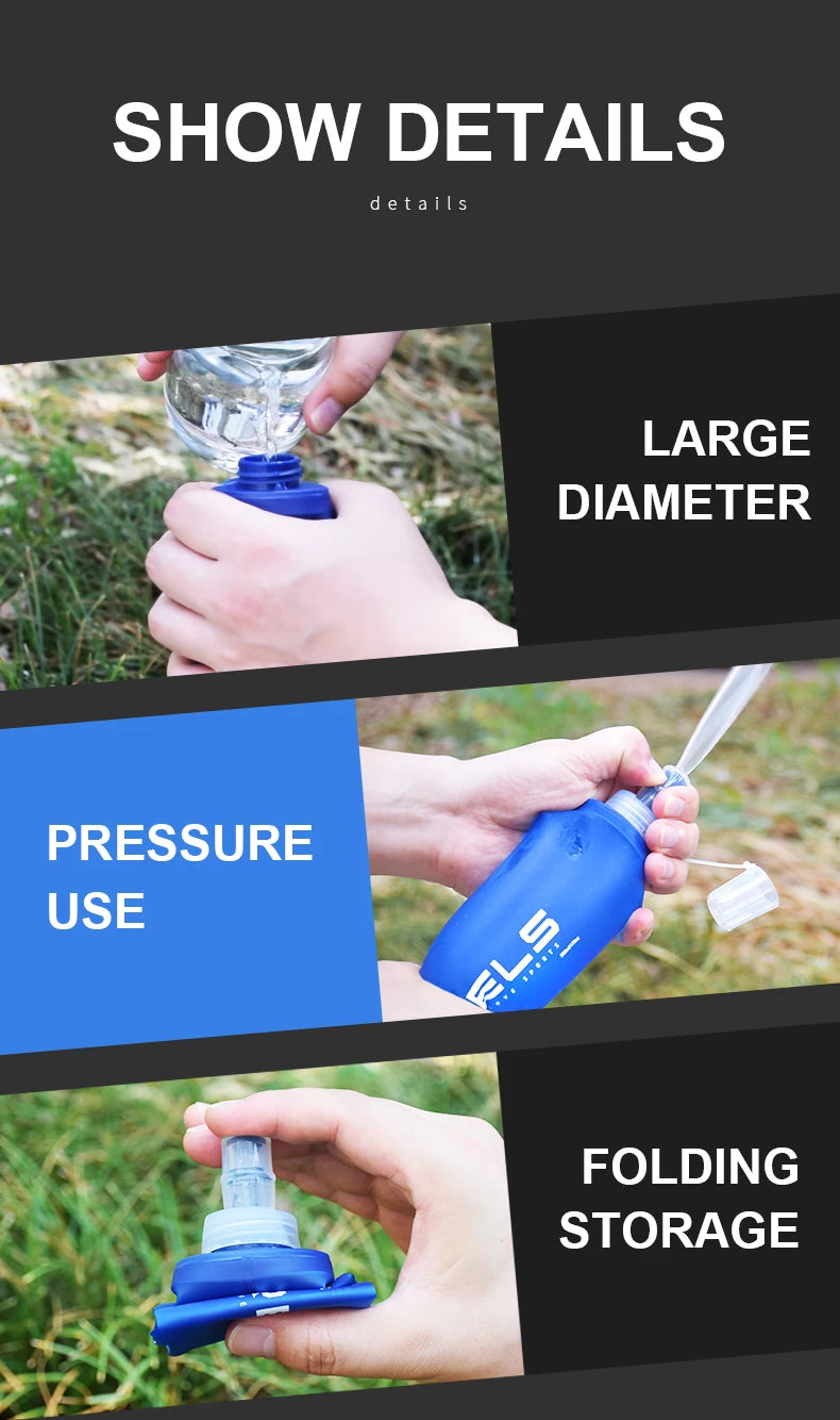 Collapsible TPU Water Bottle - BPA-Free Folding Soft Flask for Running & Hiking