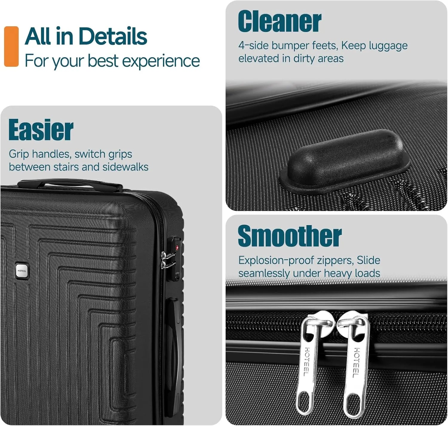 3-Piece Hard-Shell Luggage Set with TSA Lock - Check-In Suitcase, Duffle Bag & Toiletries Bag