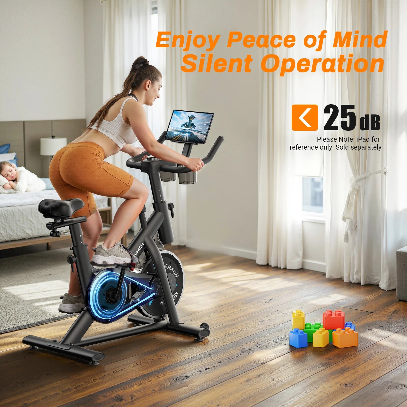 MERACH Exercise Bike Low Noise Indoor Cycling Bike with Training App