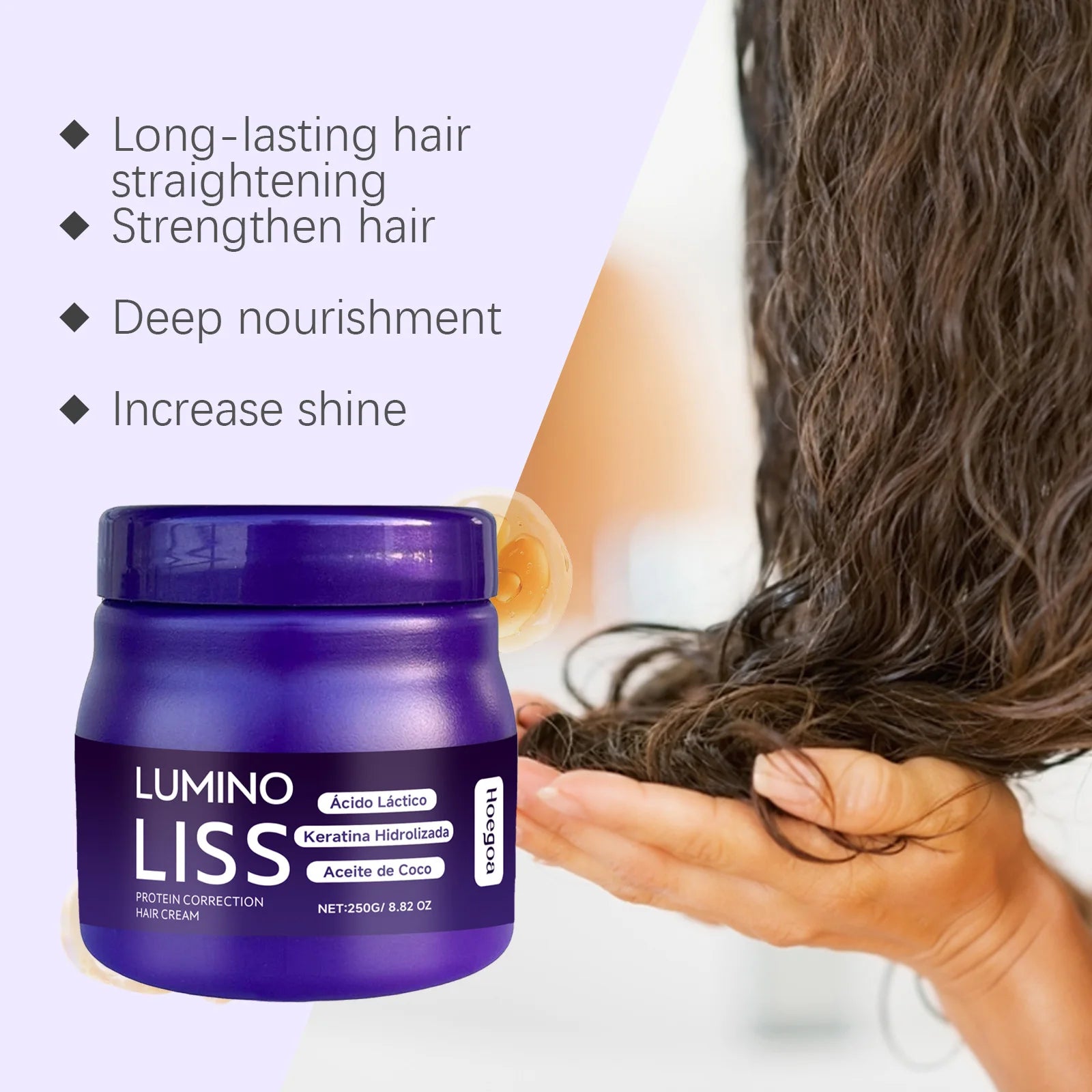 Keratin Protein Straightening Cream by Cedar & Moore, purple jar, anti-frizz hair treatment