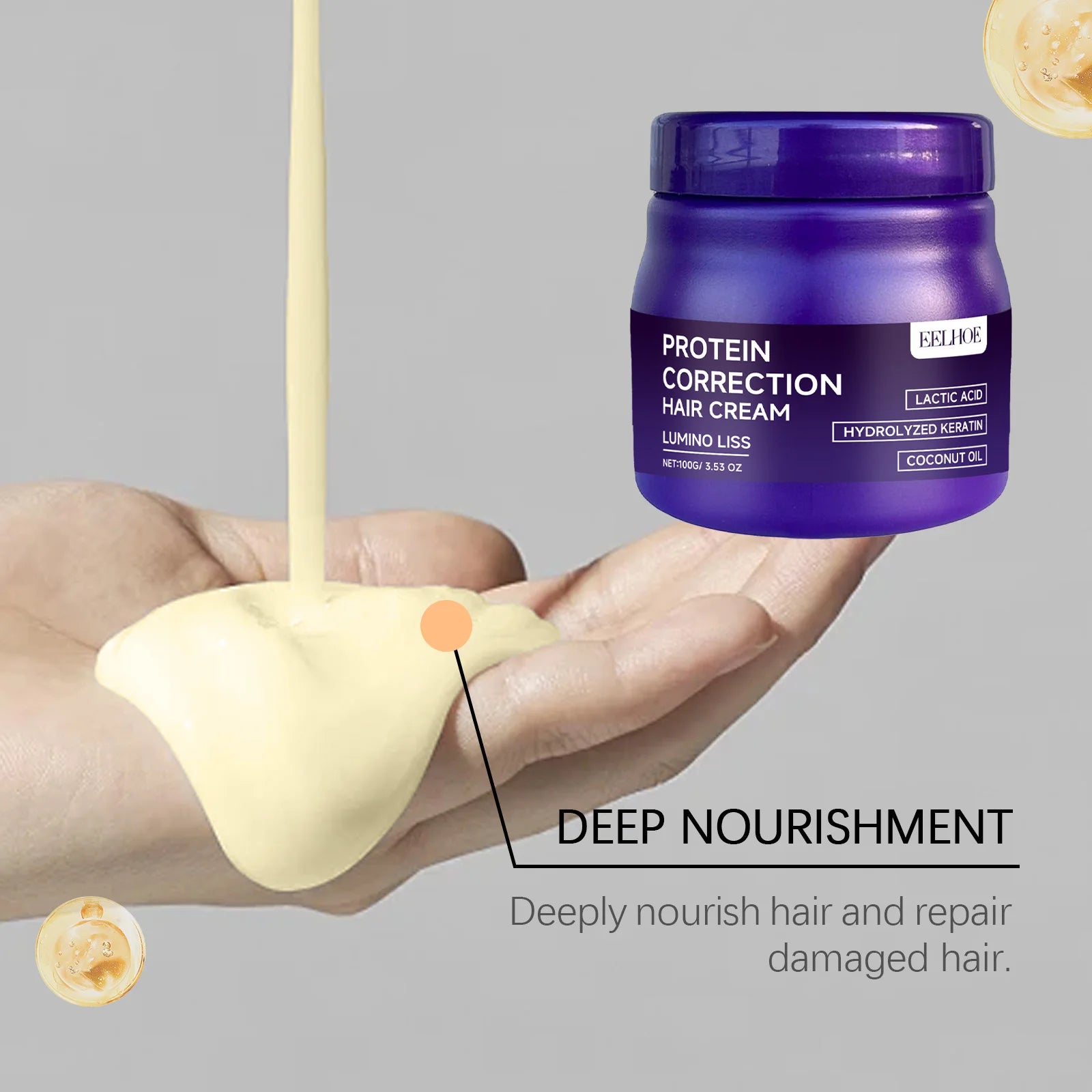 EELHOE Protein Hair Straightening Cream - Smoothing & Repair Treatment for Frizzy Hair