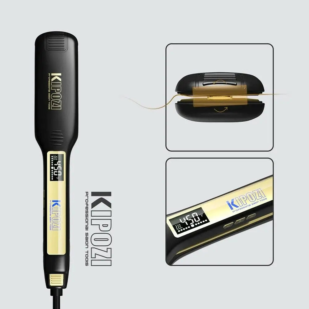 KIPOZI Professional Hair Straightener - Titanium Flat Iron with Digital LCD Display & Dual Voltage