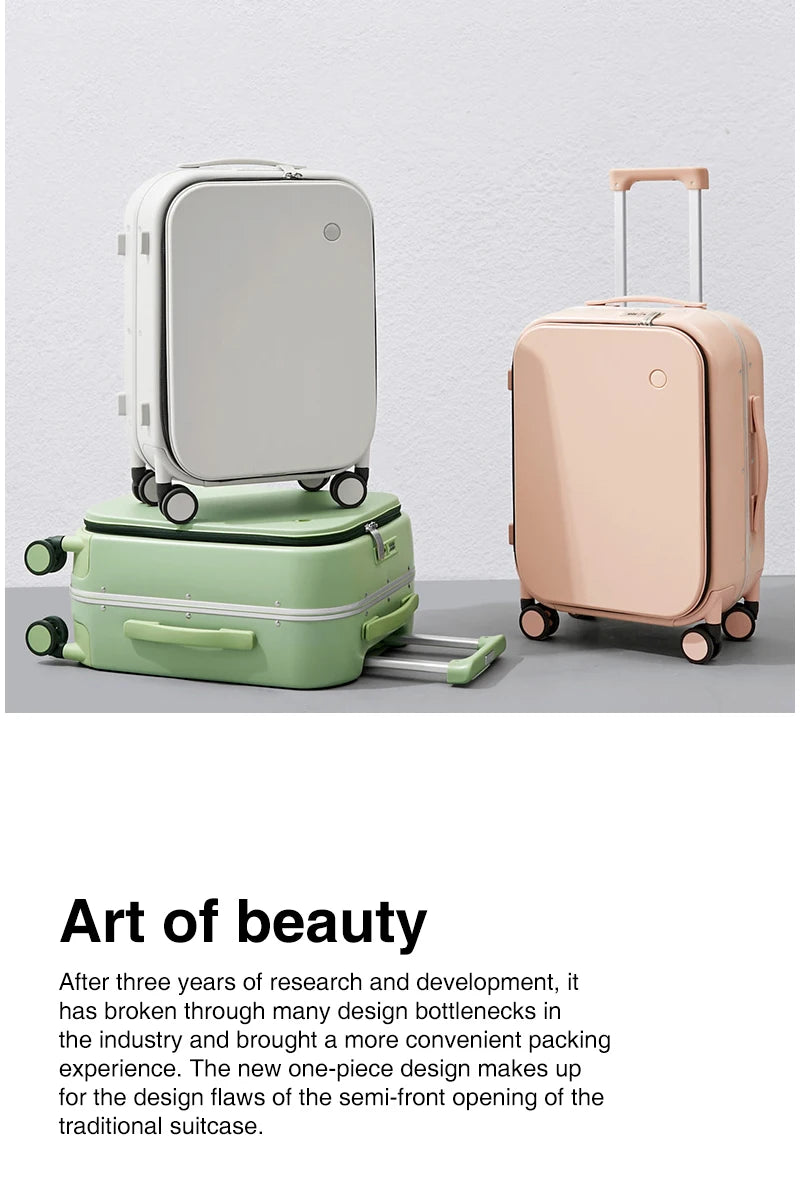 Mixi Aluminum Frame Carry-On Suitcase - 18/20/24 Inch Rolling Luggage with Hollow Wheel Design