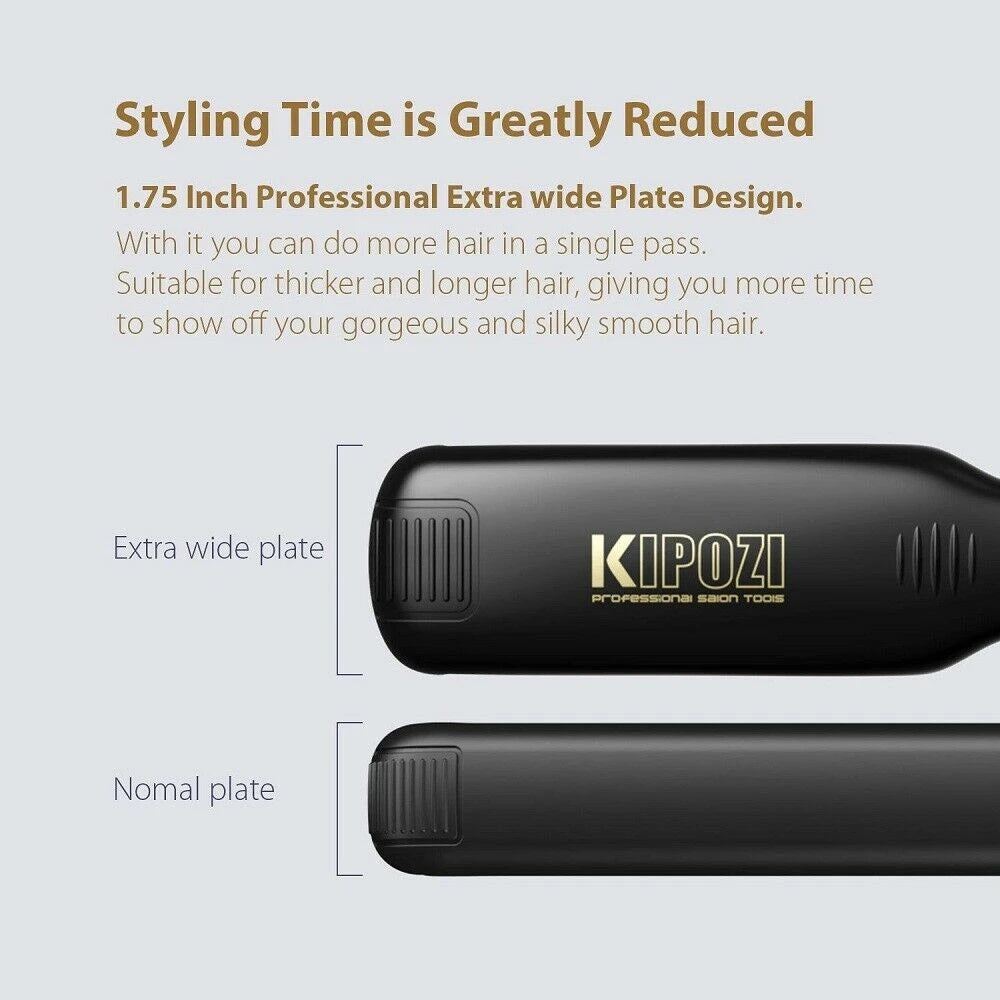 KIPOZI Professional Hair Straightener - Titanium Flat Iron with Digital LCD Display & Dual Voltage
