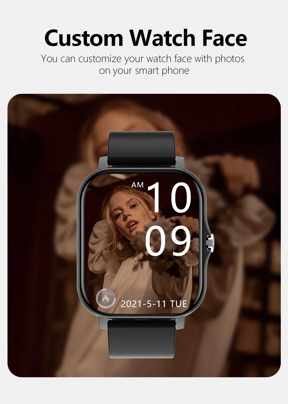 Multifunctional smart watch Cedar & Moore with 1.4in OLED display and black strap