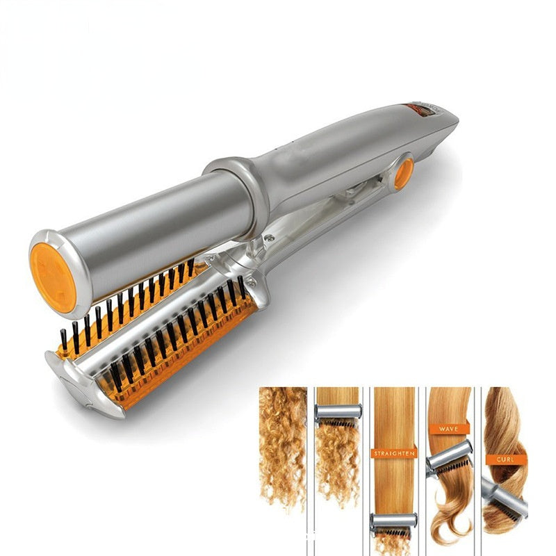Professional 2-in-1 Rotating Hair Curler & Straightener - Electric Styling Brush for Curls & Sleek Styles