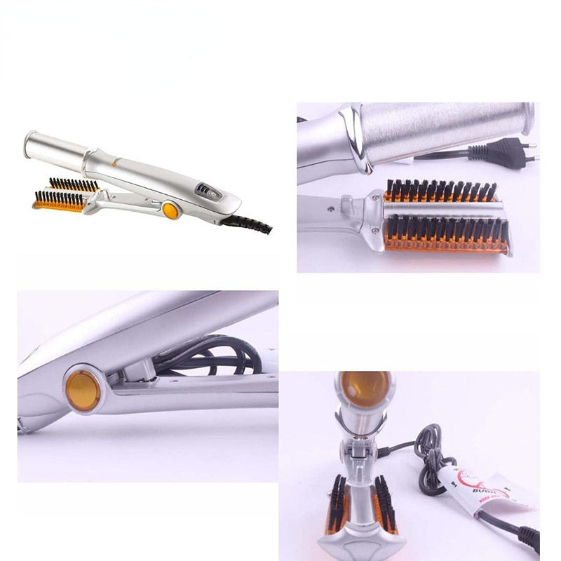 Professional 2-in-1 Rotating Hair Curler & Straightener - Electric Styling Brush for Curls & Sleek Styles