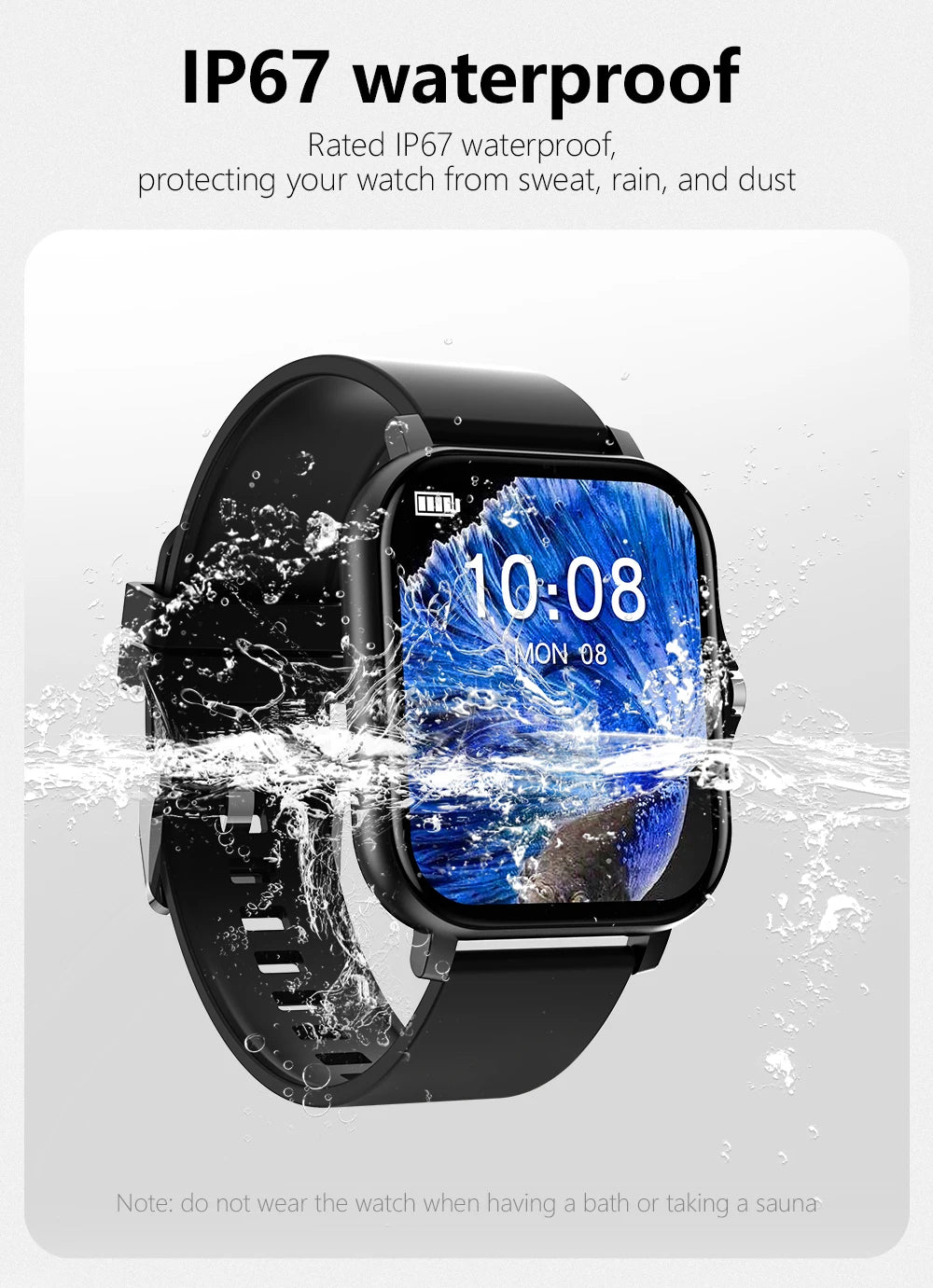 Multifunctional smart watch with 1.4-inch OLED display and black strap