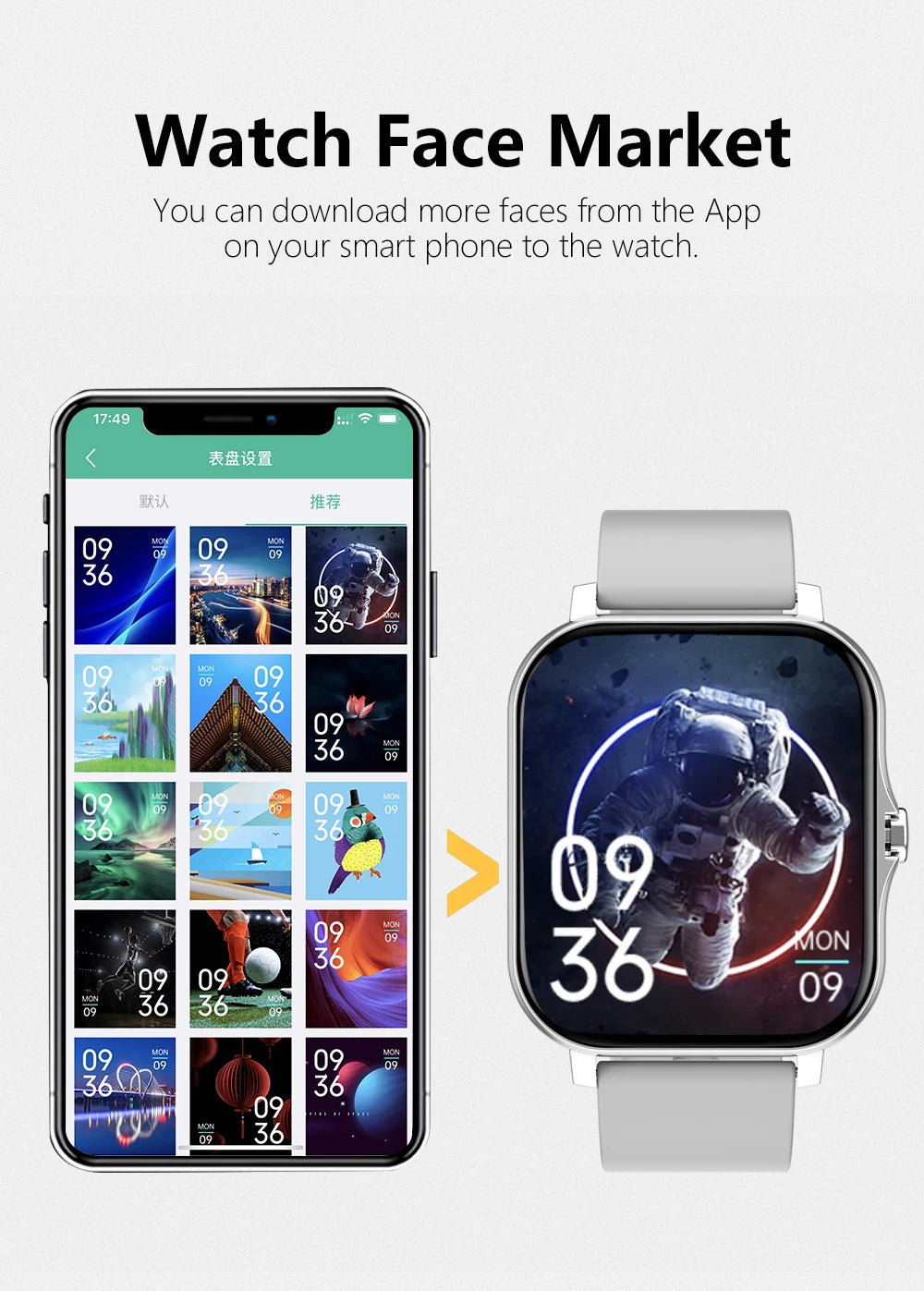 Multifunctional smart watch with 1.4 inch OLED display, Bluetooth calling, health monitoring, silver case and gray strap