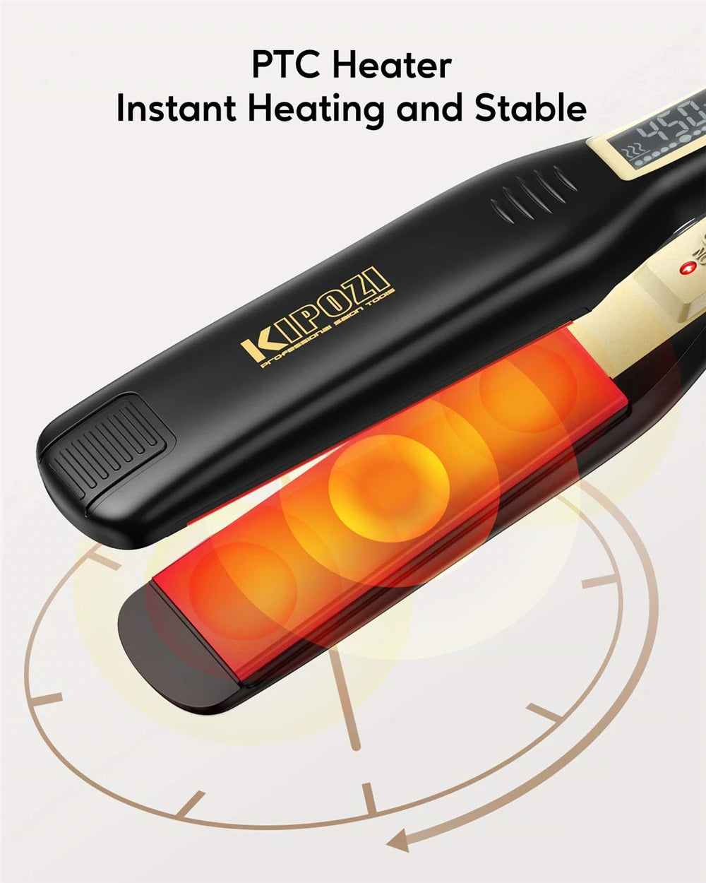 KIPOZI Professional Hair Straightener - Titanium Flat Iron with Digital LCD Display & Dual Voltage