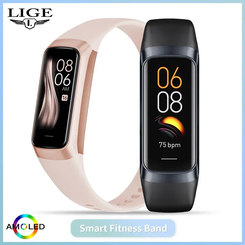 LIGE Amoled Heart Rate Blood Smartwatch Waterproof Sports Fitness Tracker
