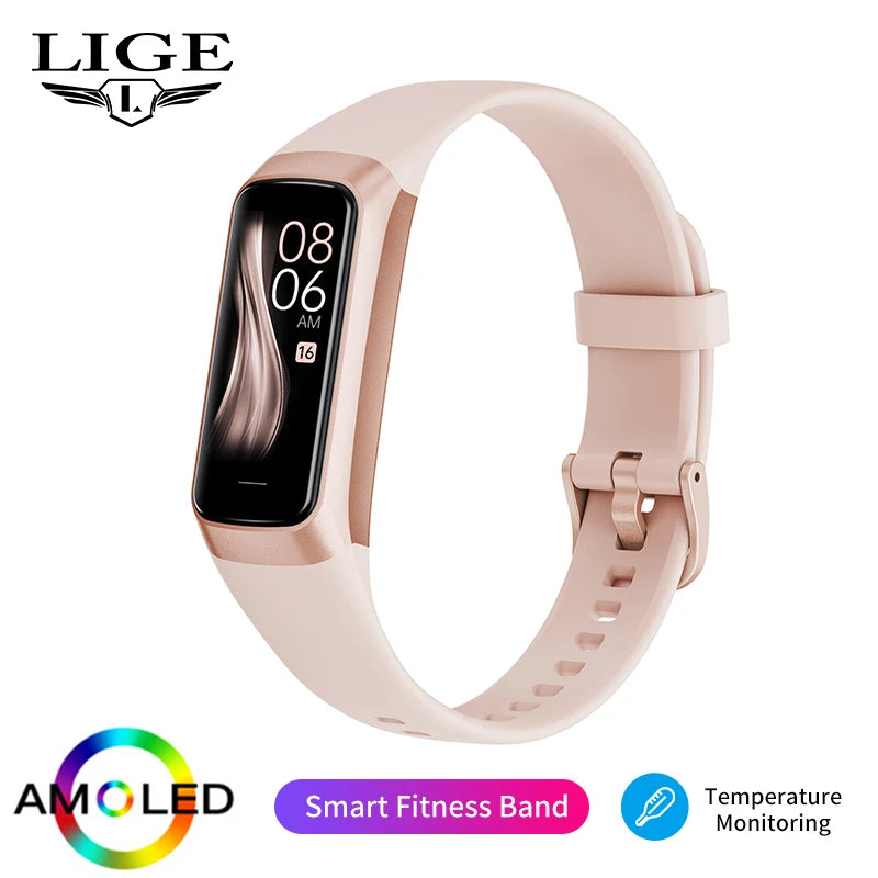 LIGE 1.1 Inch Amoled Waterproof Heart Rate Monitor Slim Smart Watch