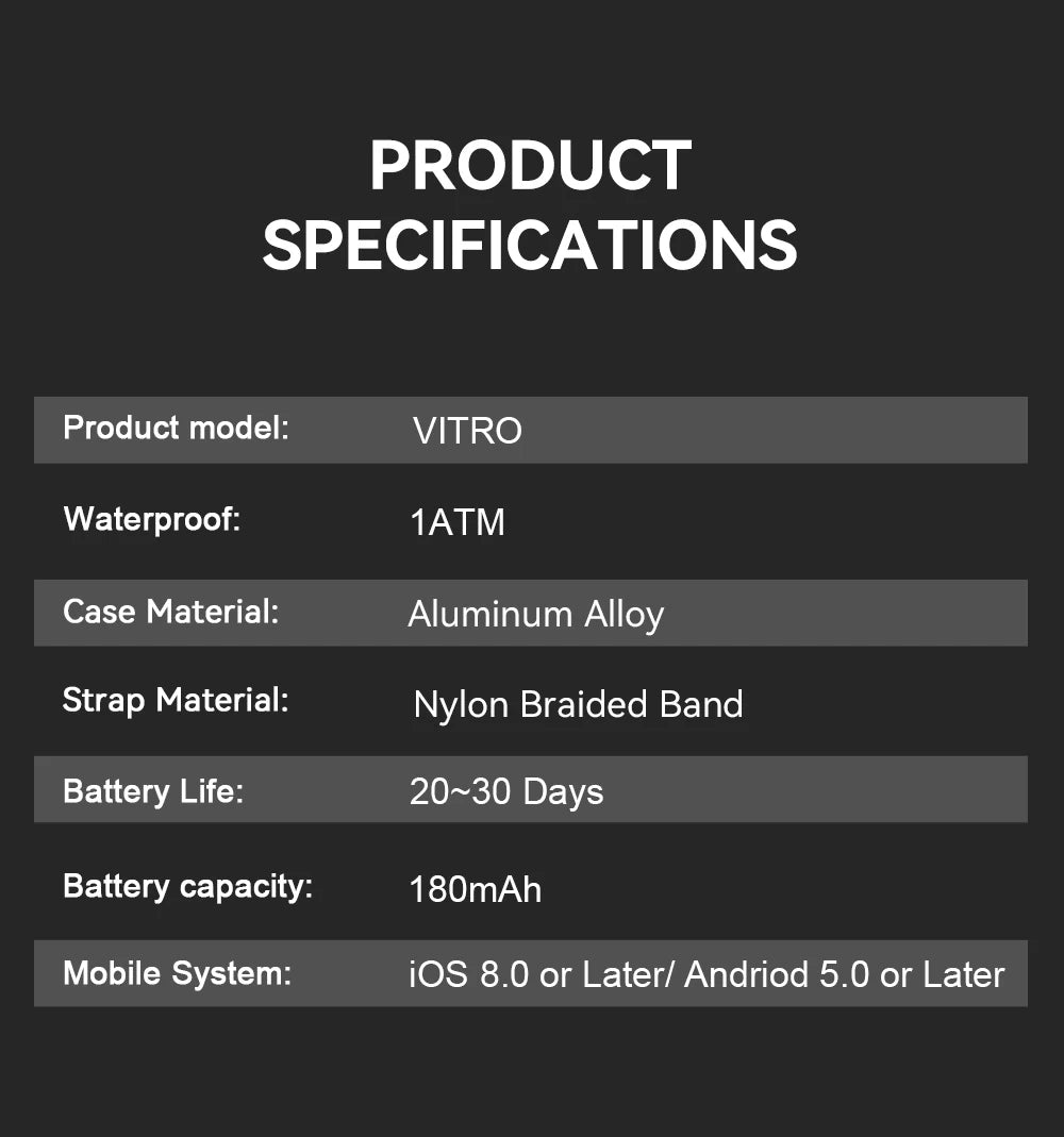 VALDUS VITRO ECG Smart Bracelet - No Screen Health Monitor with 30-Day Battery Life