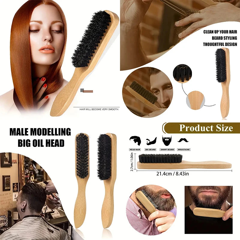 Hairbrush Wooden Handle Bristle Brush Kit for Professional Salon & Home Styling