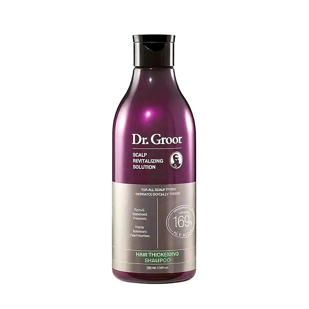 Dr. Groot Hair Loss Treatment Set: Nourishing Shampoo & Smoothing Conditioner in a purple bottle